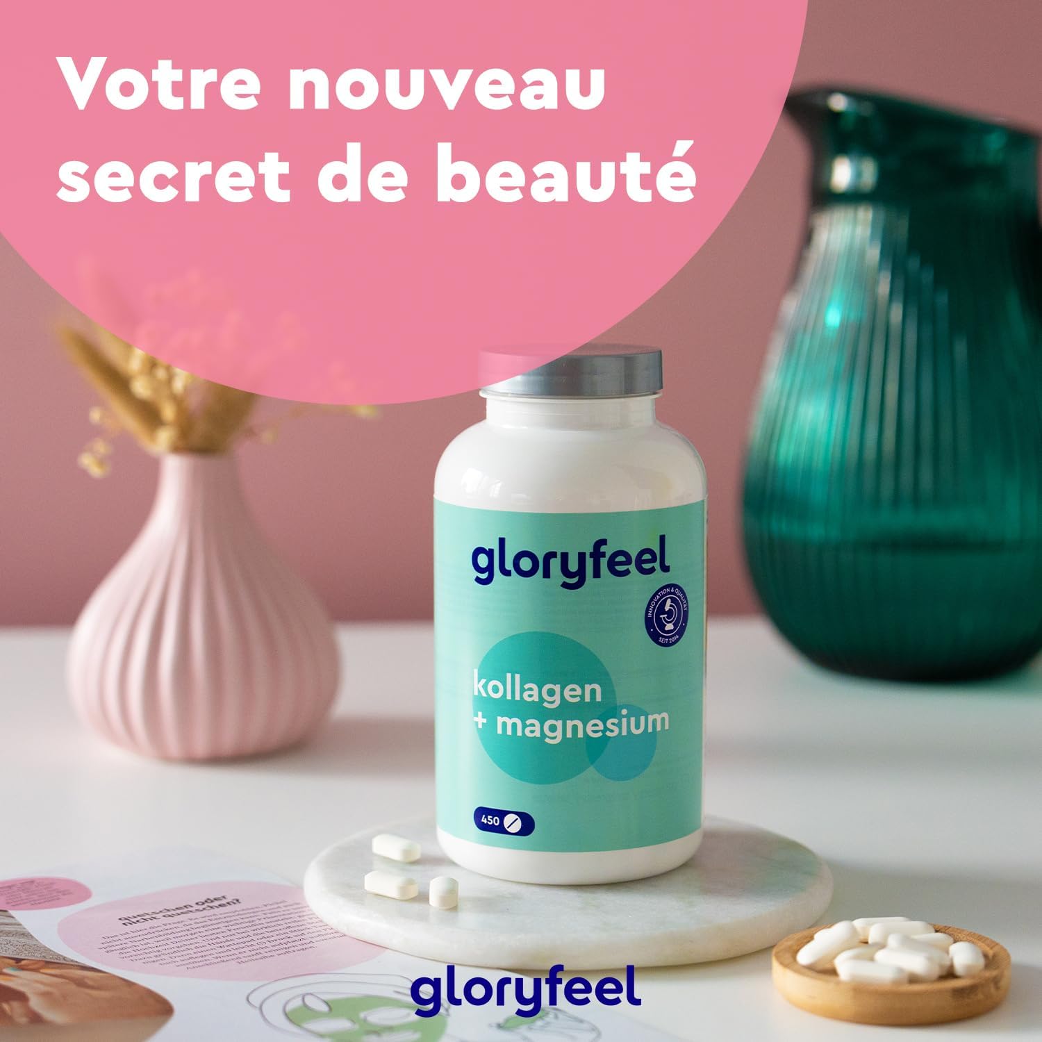 Marine Collagen and Magnesium (450 Tablets), 3600 mg Pure Collagen Hydrolysate with Magnesium Oxide, Supports Bones and Muscles and Fights Fatigue*, Food Supplement - Image 9