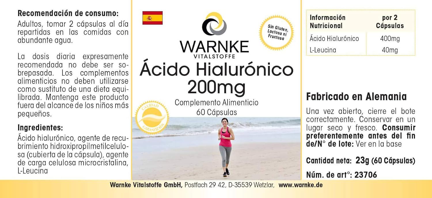 Hyaluronic Acid 200mg - 60 capsules - High dosage | Warnke Vitalstoffe - Quality from German pharmacies - Image 4