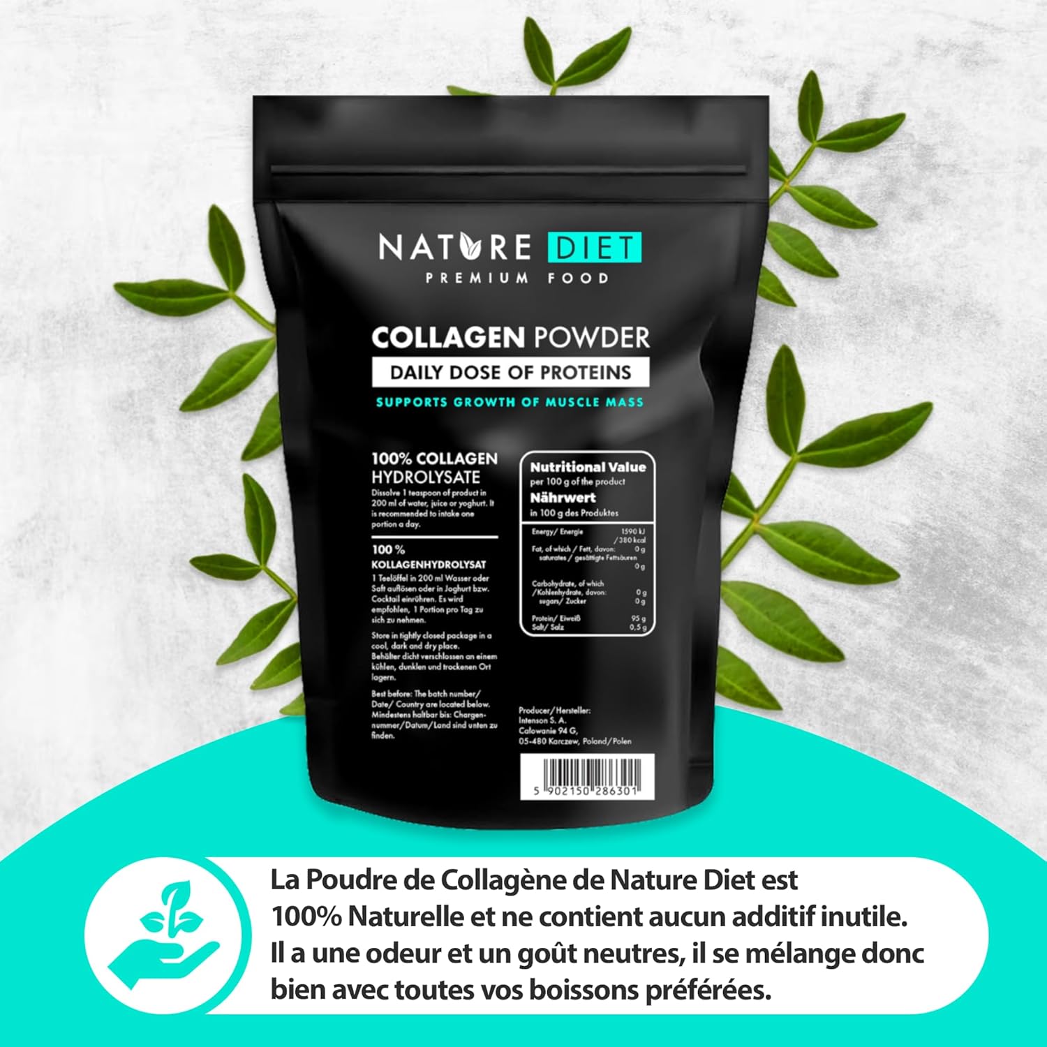 Nature Diet - Collagen Powder (Type I, III) | 600 g | Hydrolysate | Unflavored | Collagen Peptides - Image 5