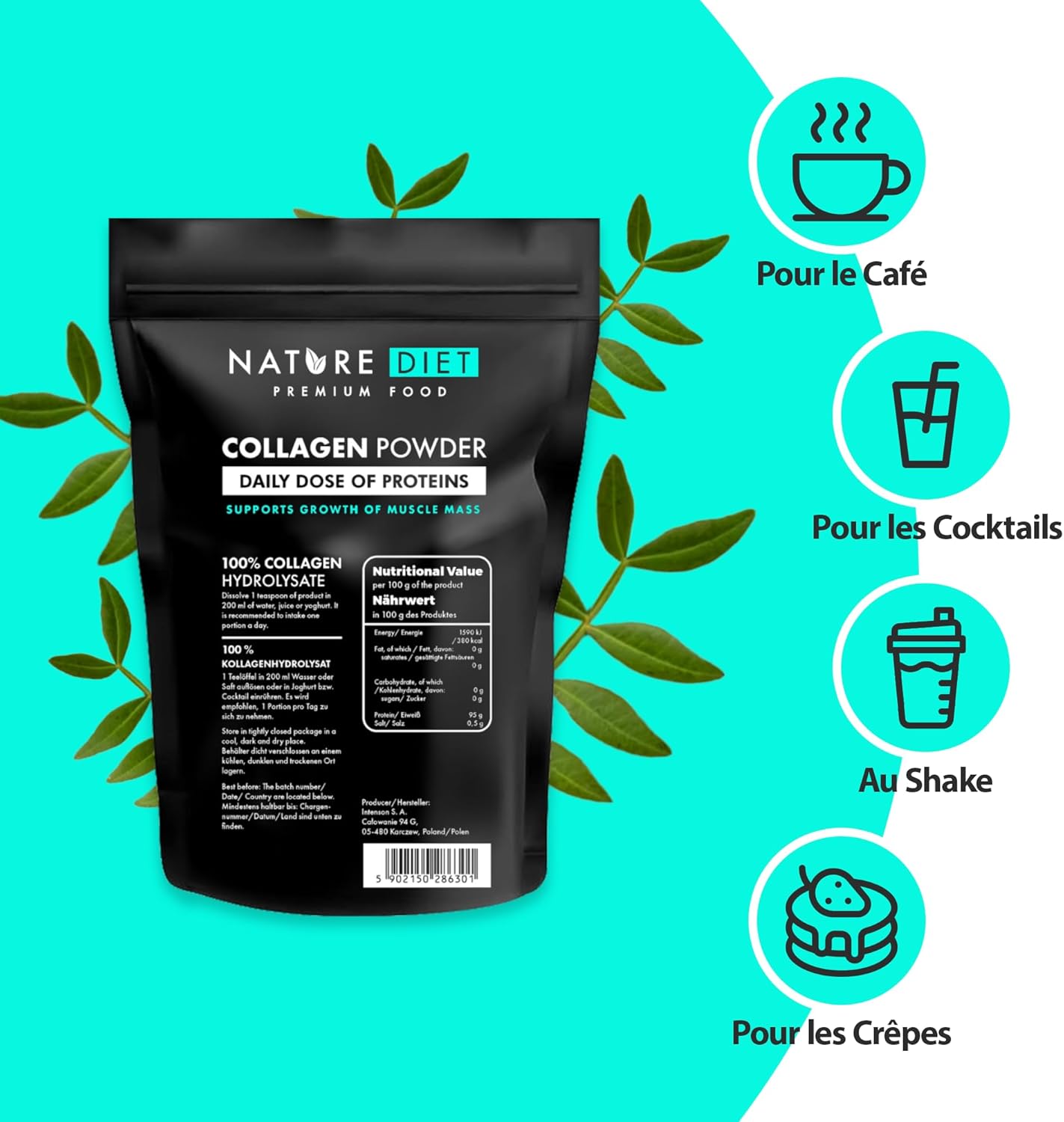 Nature Diet - Collagen Powder (Type I, III) | 600 g | Hydrolysate | Unflavored | Collagen Peptides - Image 6