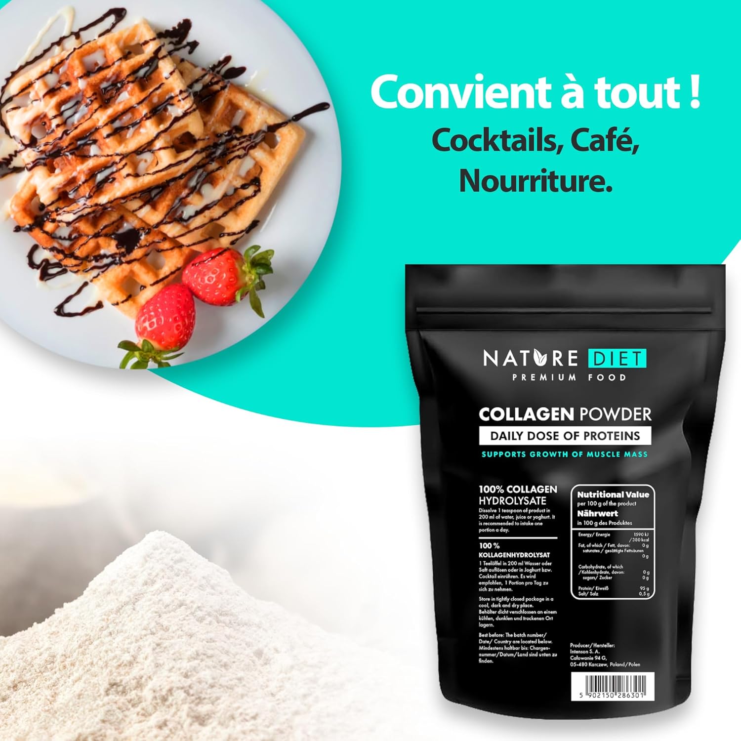 Nature Diet - Collagen Powder (Type I, III) | 600 g | Hydrolysate | Unflavored | Collagen Peptides - Image 7
