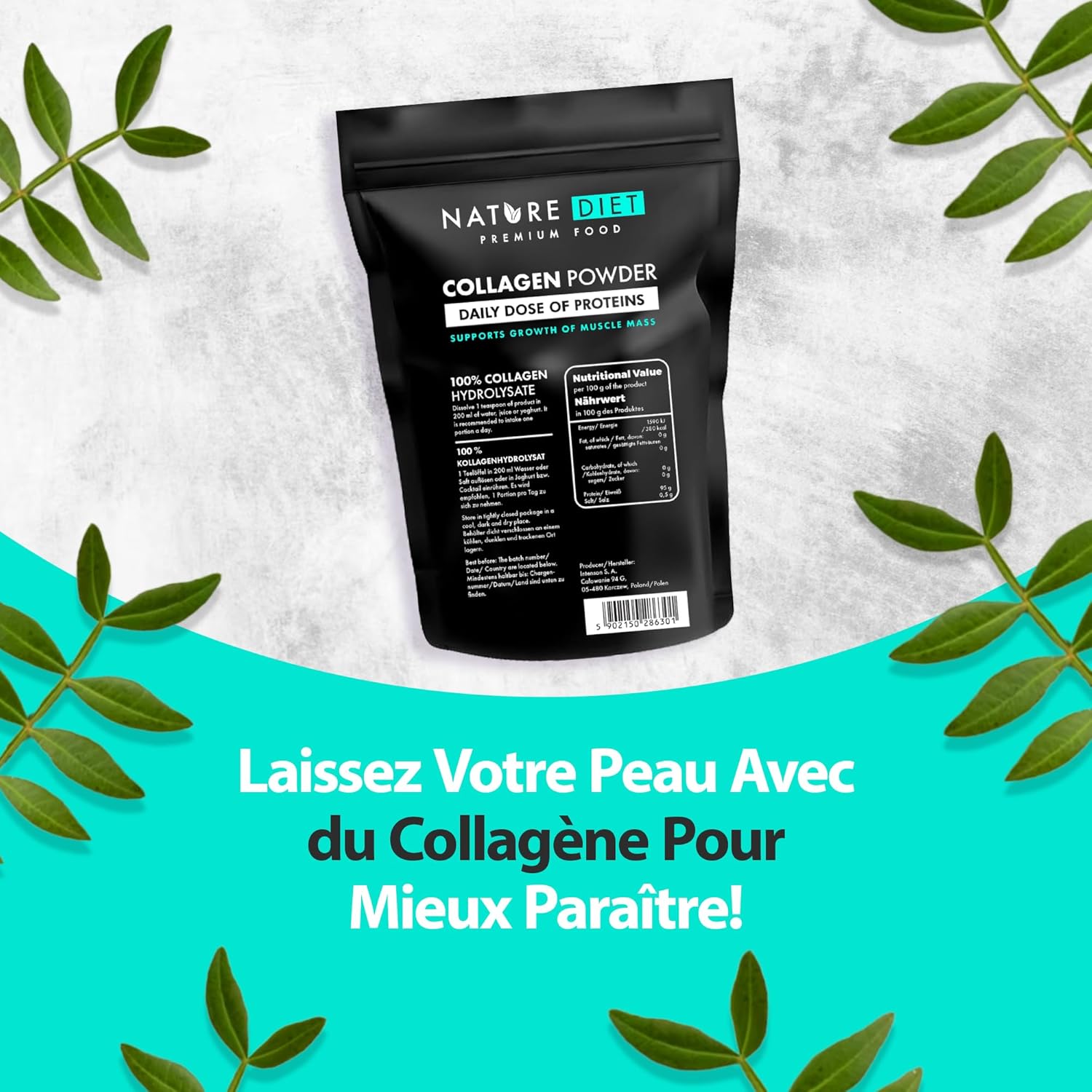 Nature Diet - Collagen Powder (Type I, III) | 600 g | Hydrolysate | Unflavored | Collagen Peptides - Image 8