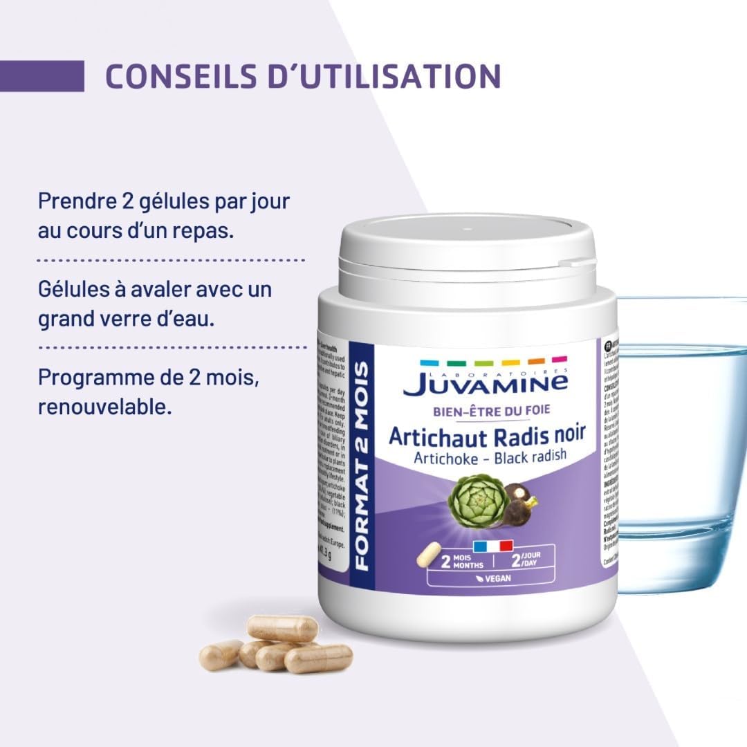 JUVAMINE - Artichoke and Black Radish - Liver Wellness - Contributes to the proper functioning of the Digestive and Hepatic System - 2 Month Format - 120 Capsules of vegetable origin - Image 7