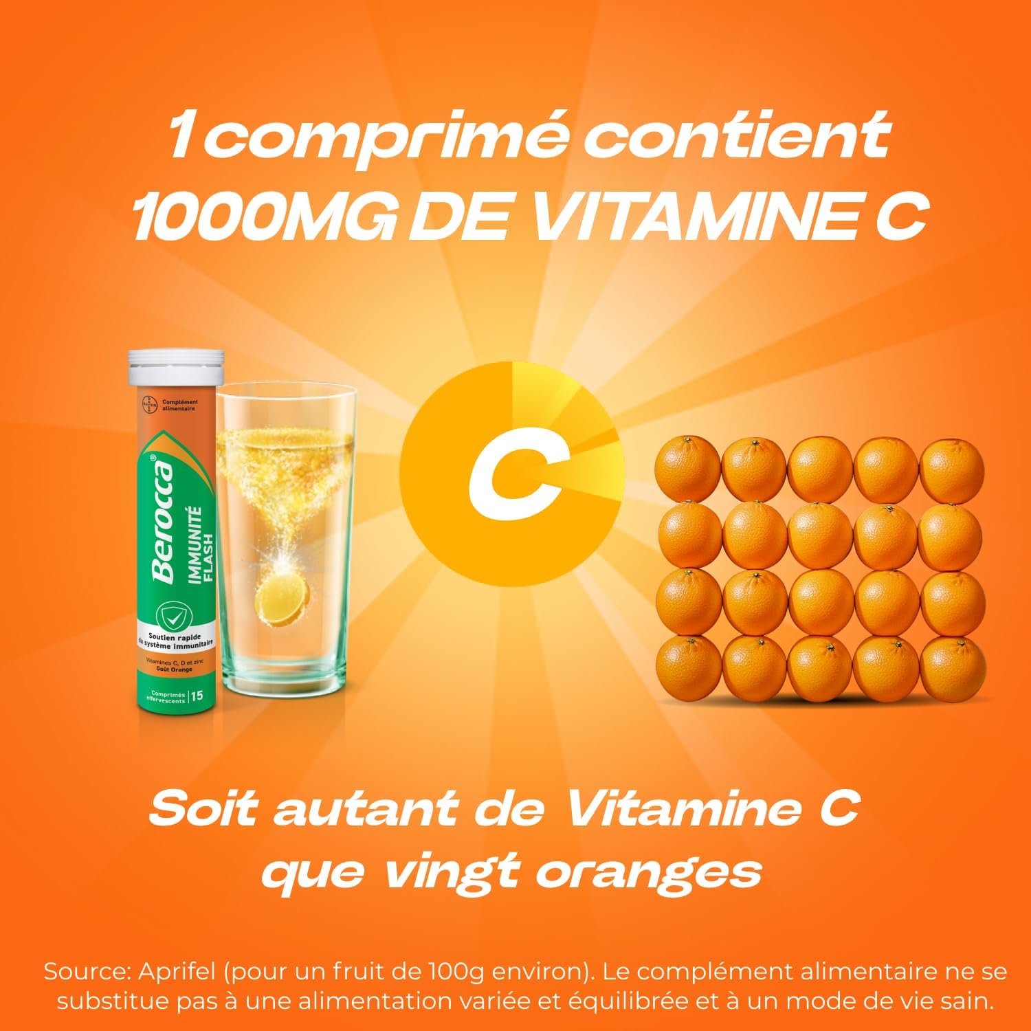Berocca Flash Immunity - Immune System Support - Food Supplement Immunity - Zinc, Vitamin D & C - Multivitamins and Minerals - Orange Taste - Maxi Format 60 Effervescent Tablets - Image 10