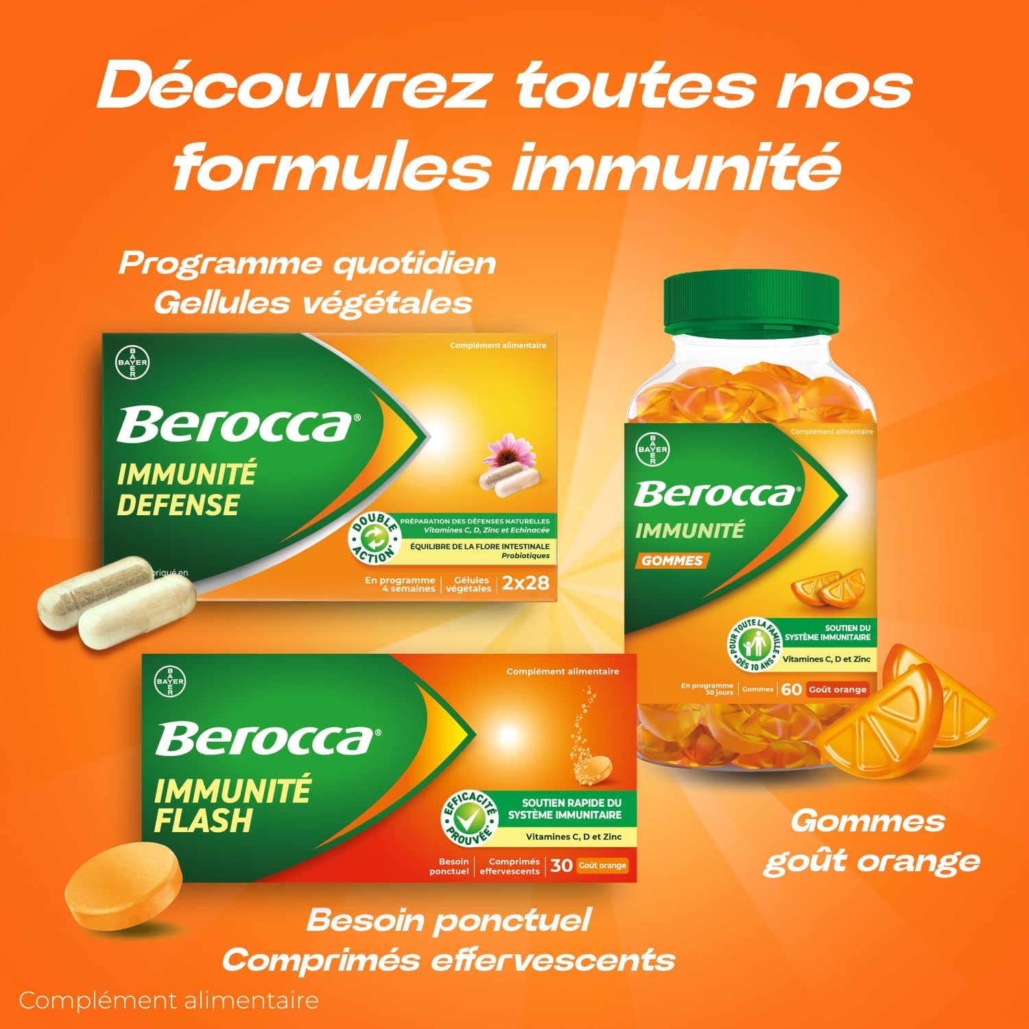 Berocca Flash Immunity - Immune System Support - Food Supplement Immunity - Zinc, Vitamin D & C - Multivitamins and Minerals - Orange Taste - Maxi Format 60 Effervescent Tablets - Image 15