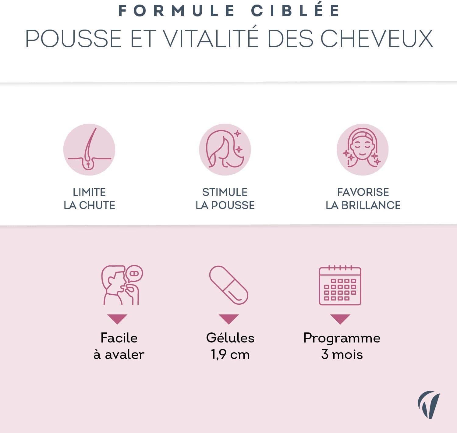 4-in-1 Hair Complex with Biotin - Hair Growth, Hair Loss, Shine, Strength - 8 Active Ingredients Including Zinc and Arugula - 90 Capsules - Vegan, Made in France Vitavea - Image 4