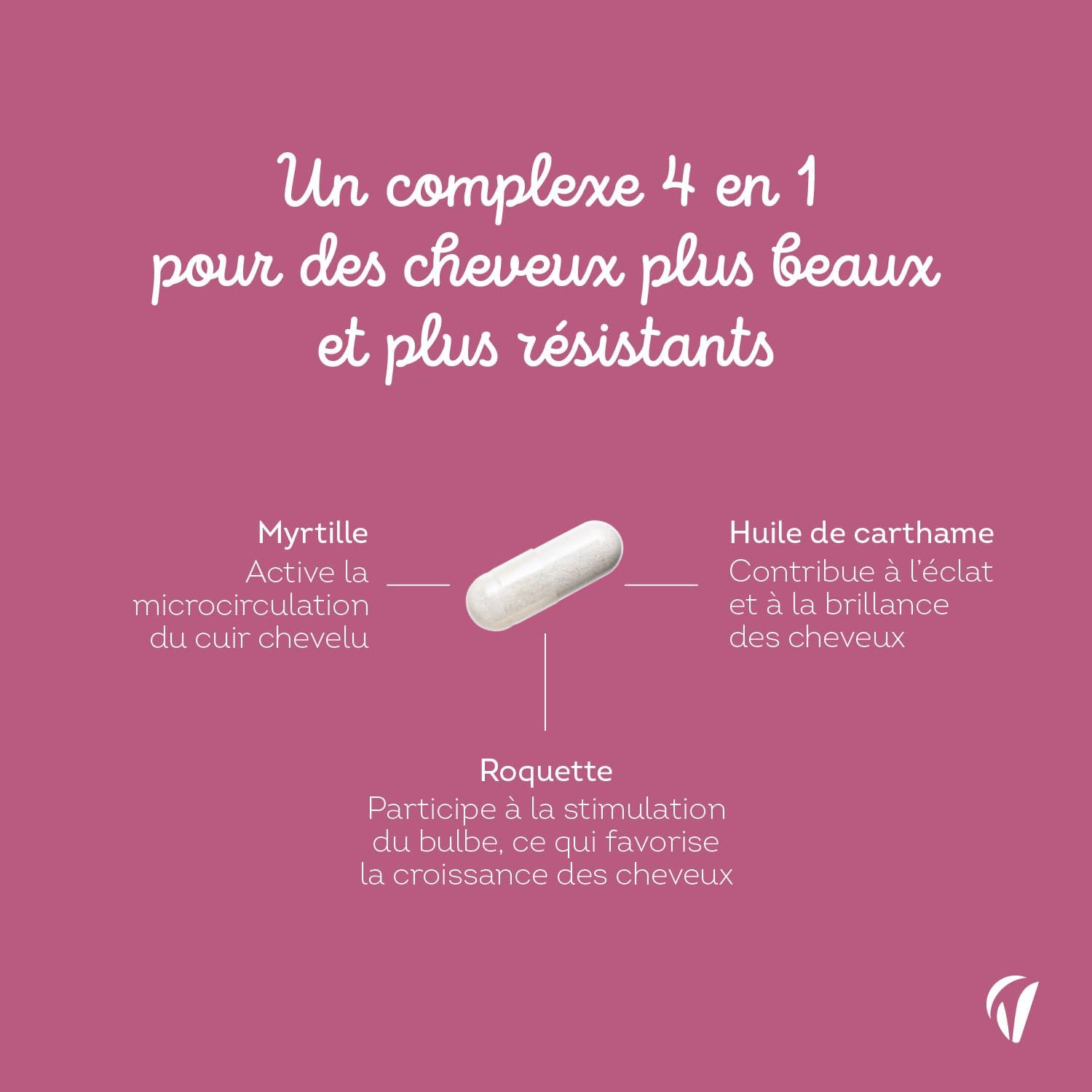 4-in-1 Hair Complex with Biotin - Hair Growth, Hair Loss, Shine, Strength - 8 Active Ingredients Including Zinc and Arugula - 90 Capsules - Vegan, Made in France Vitavea - Image 5