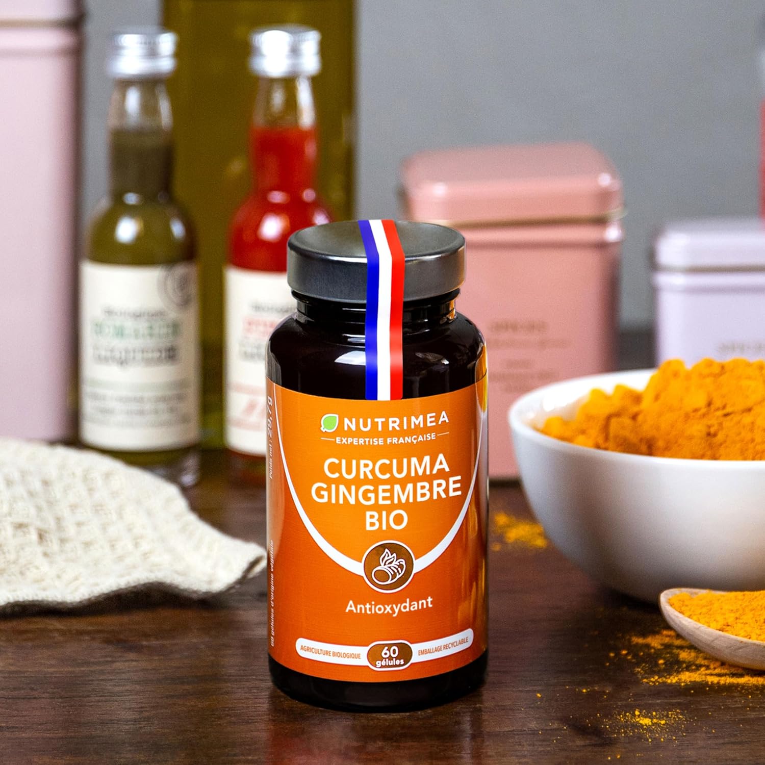 Turmeric - Organic Turmeric Extract 95% Titled in Curcuminoids - With Organic Ginger - Anti Inflammatory & Antioxidant - Joint Pain - Nutrimea - 60 Vegan Capsules - Made in France - Image 7