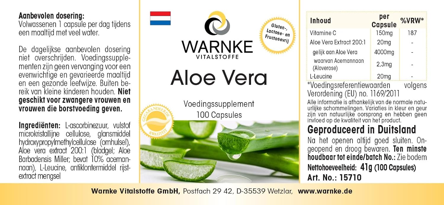 Aloe vera capsules - vegan & highly dosed - aloe vera extract 200:1 - corresponds to 4000mg aloe vera - 100 capsules | Warnke Vitalstoffe - Quality from German pharmacies - Image 7