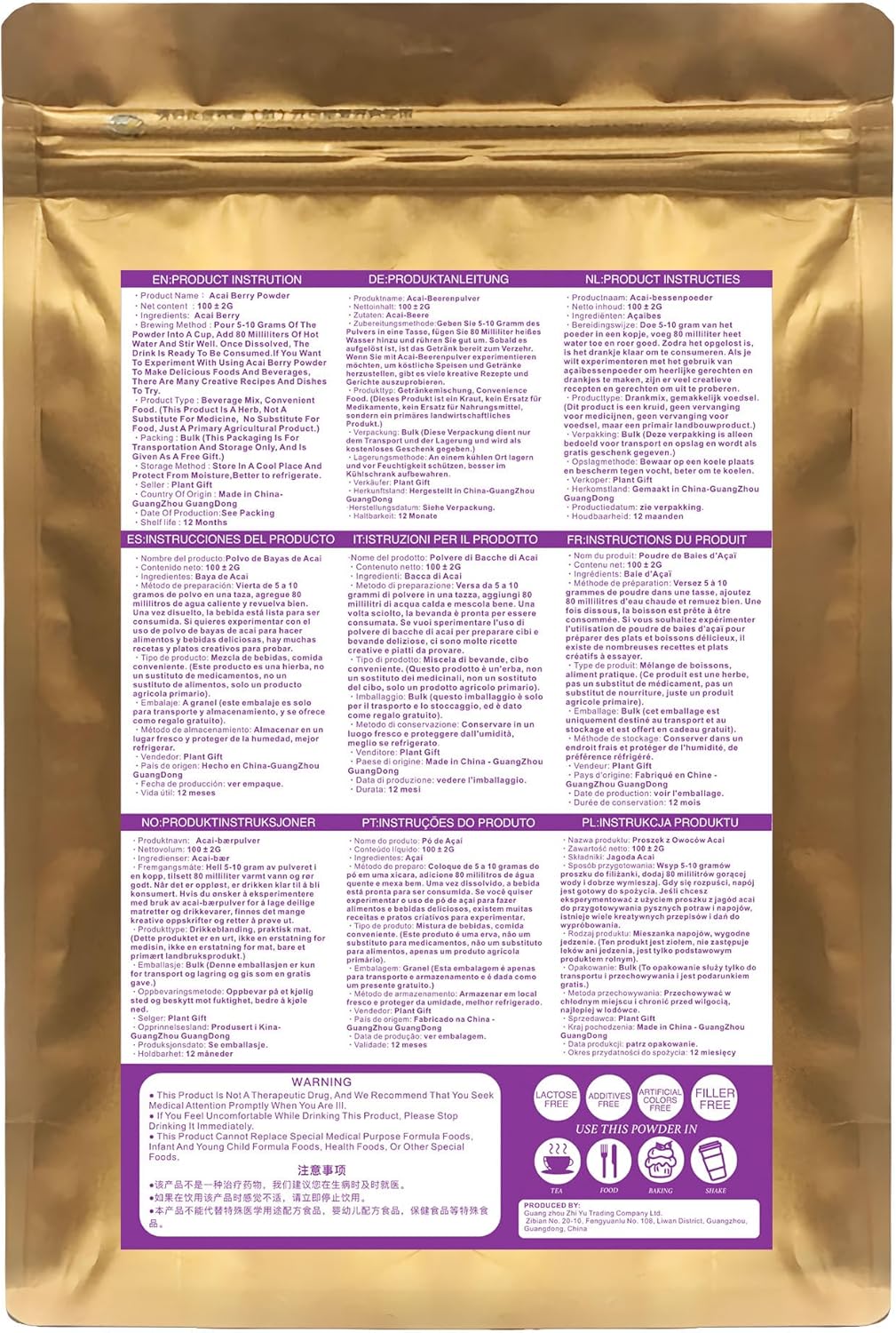 100% Freeze-Dried Acai Powder 100/3.52oz, 100G Pure Pure Acai Berry Pulp, Ideal for Acai Berry Bowls, Yogurts, Smoothies, etc., - Image 8