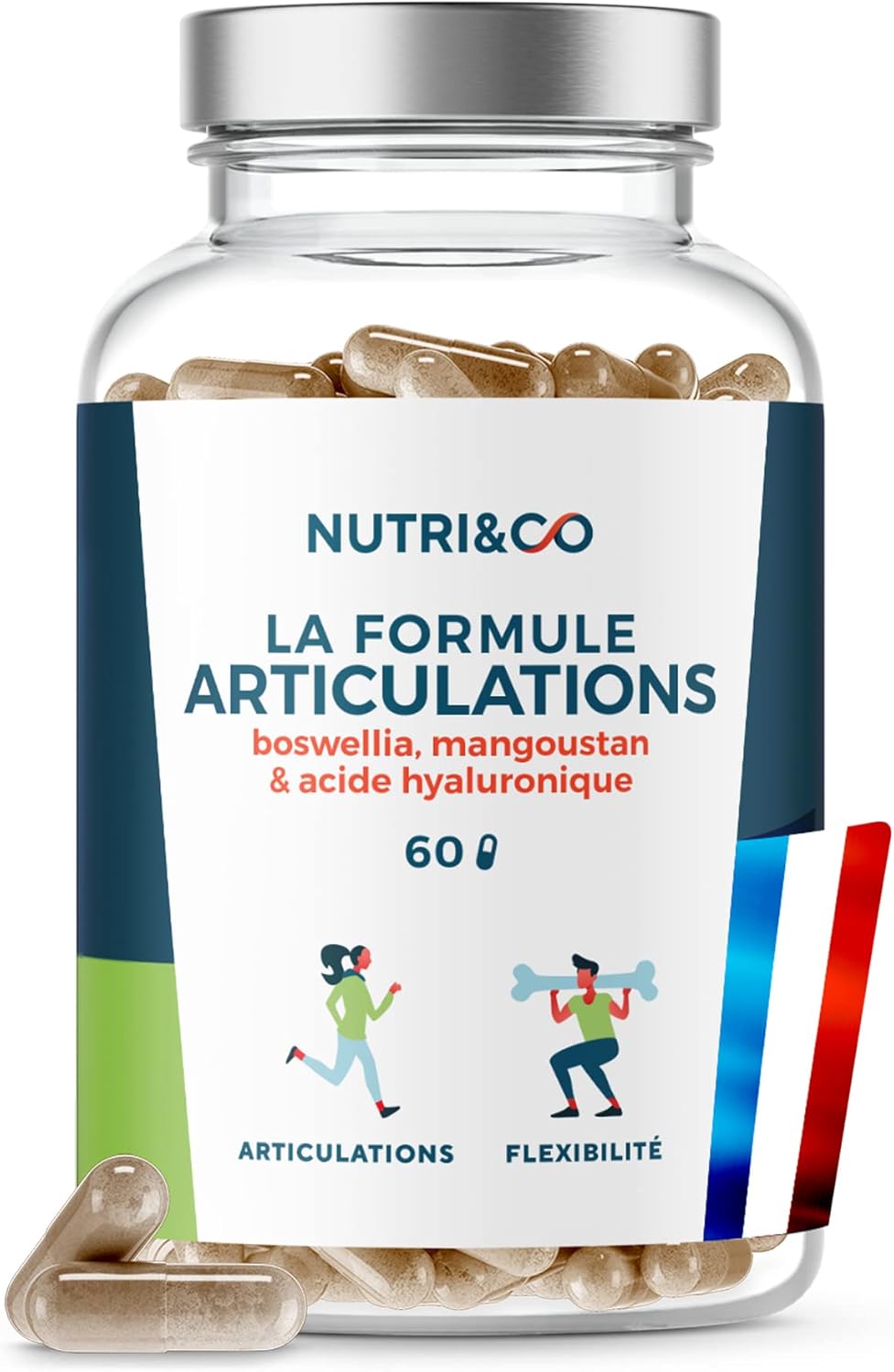 NUTRI & CO 2-in-1 Joint Formula - Joint Comfort & Bone Cartilage Protection - Hyaluronic Acid + Boswellia Serrata Bio-active Mangosteen VitamineC - 60 Vegan Capsules - Made in France - Image 3