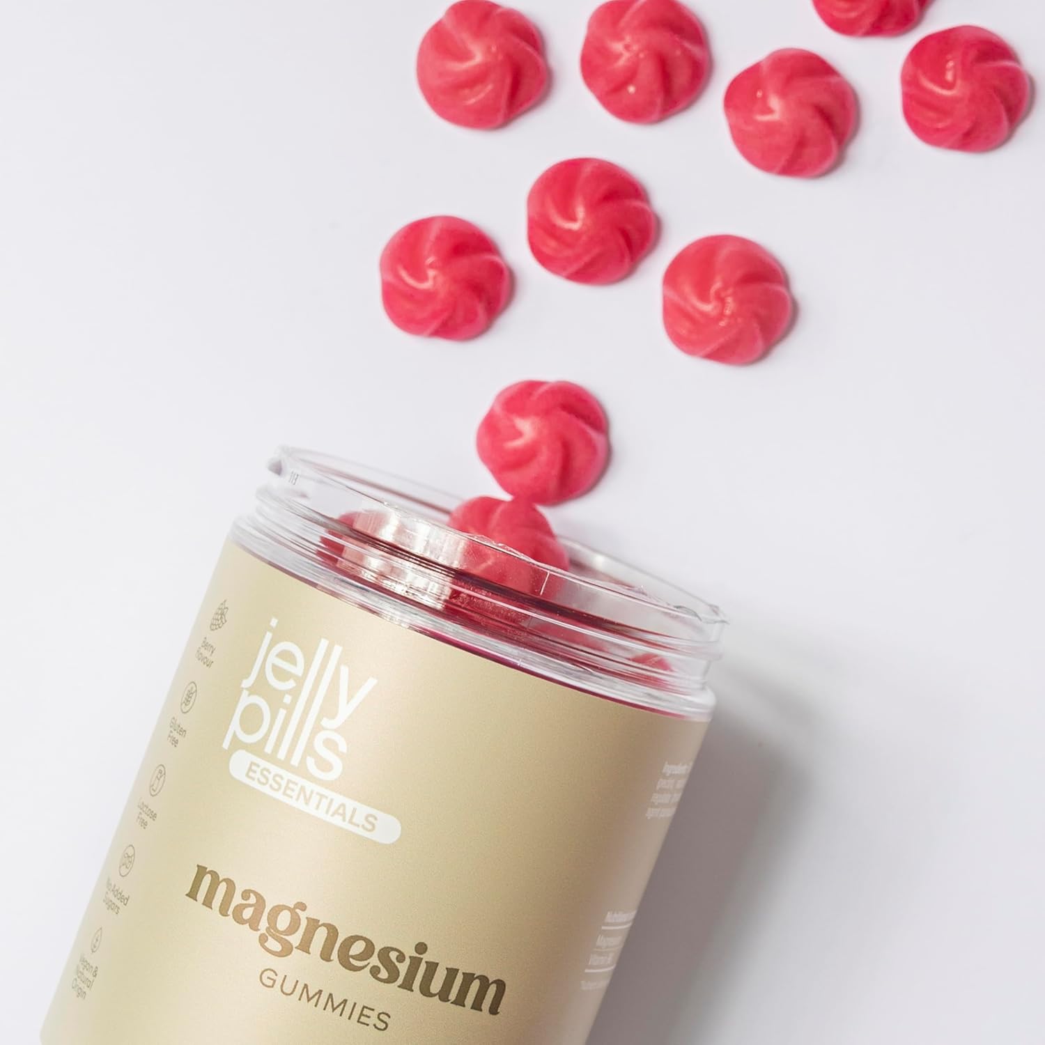 Jelly Pills Gummies Magnesium 180 mg + Vitamin B6 - 70 Vegan Gummies - No Added Sugars - Red Fruit Taste - Reduce Fatigue & Burnout - Image 6