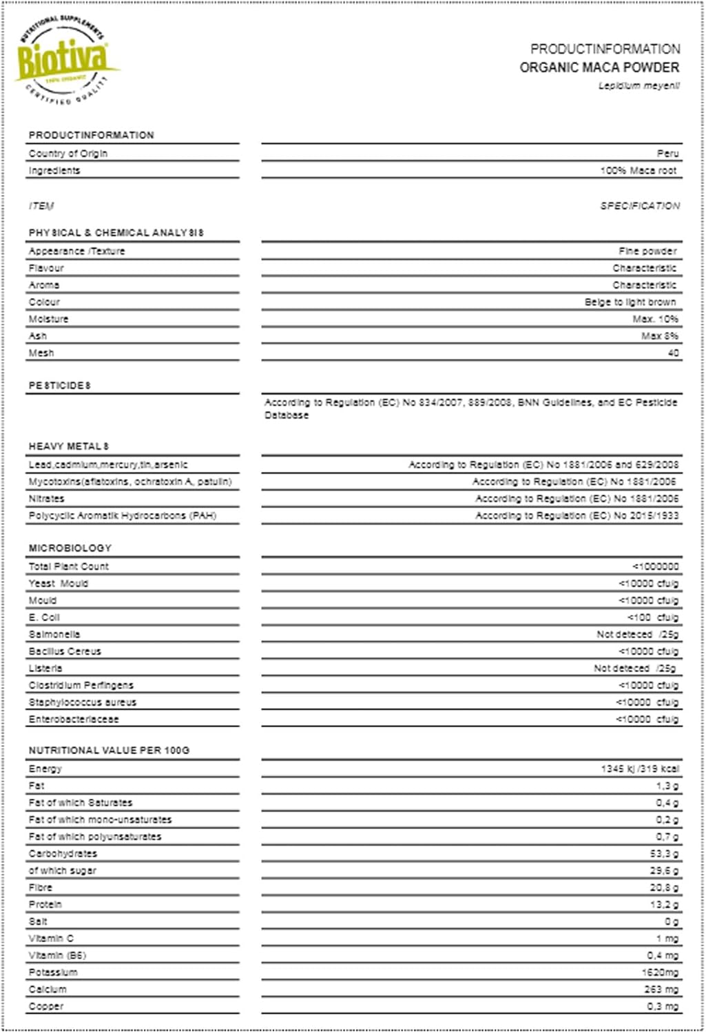 Organic Maca Powder 100 g – No Additives – Premium Organic Quality – Packaged and Certified in Germany – Vegan- Biotiva - Image 8