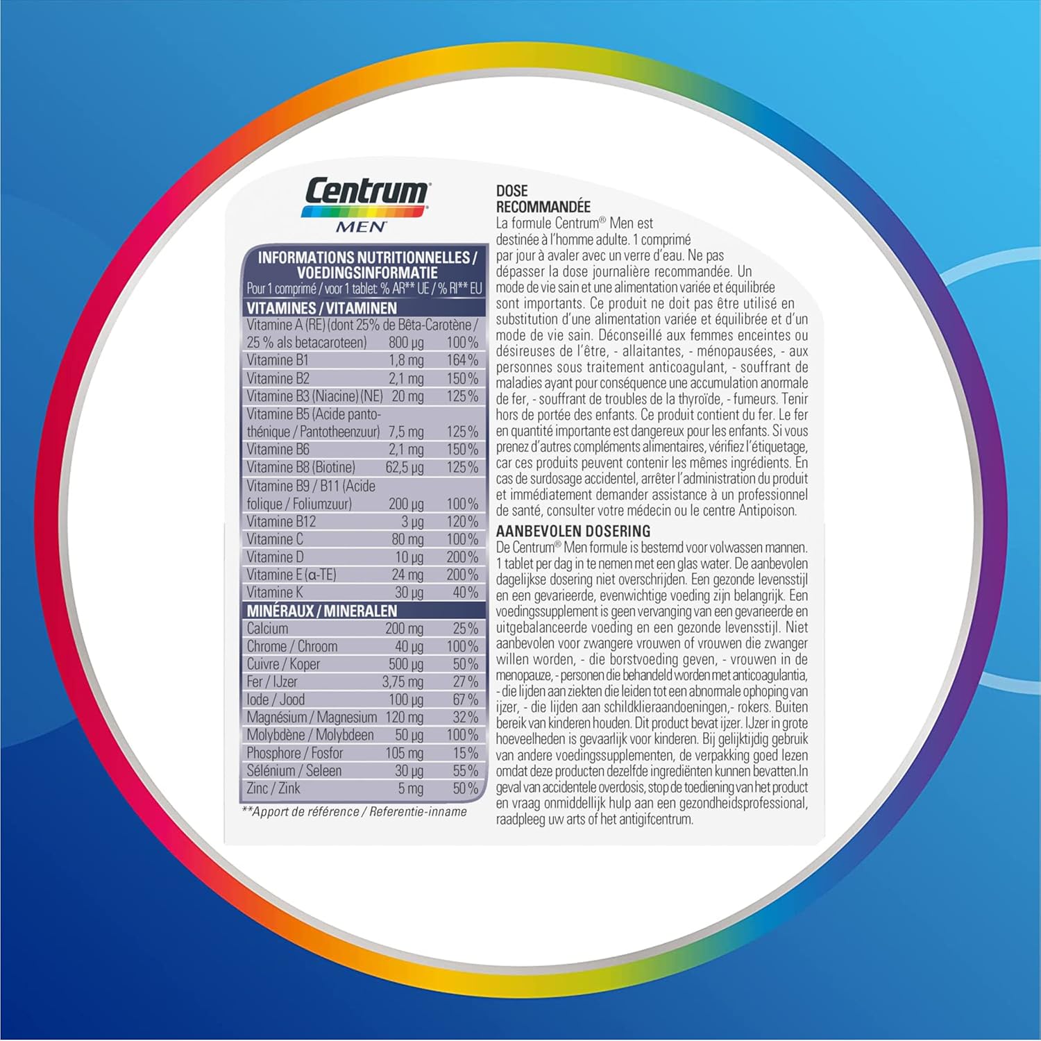 Centrum Men Multi Vitamins and Minerals, 13 Vitamins and 10 Minerals, Food Supplement, For Men, 30 Tablets (Pack of 3) - Image 3