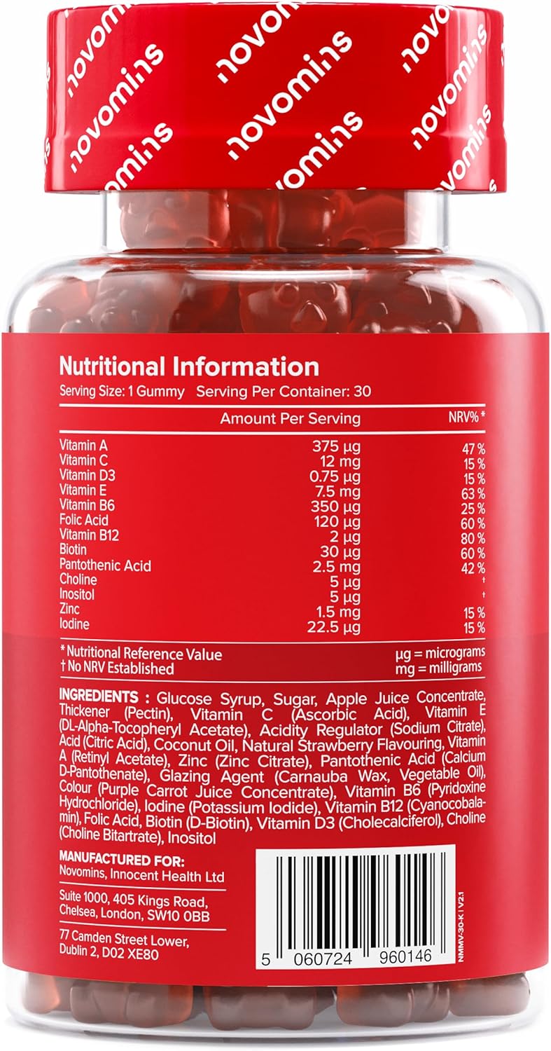 Children's Multivitamin Gums – 13 Essential Vitamins for Immunity, Growth & Energy – Gelatin Free, Gluten Free, Vegan – 30 Vitamin Erasers for Children Aged 3 and Above – Novomins - Image 3