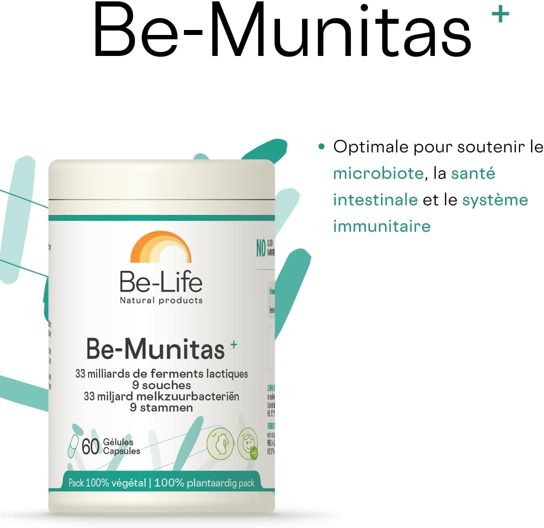 BE-LIFE | BeMUNITAS + | Dietary Supplement | Supports Gut Health & Immune System | 33 Billion Good Bacteria | 9 Strains of Bacteria | 60 Capsules - Image 3