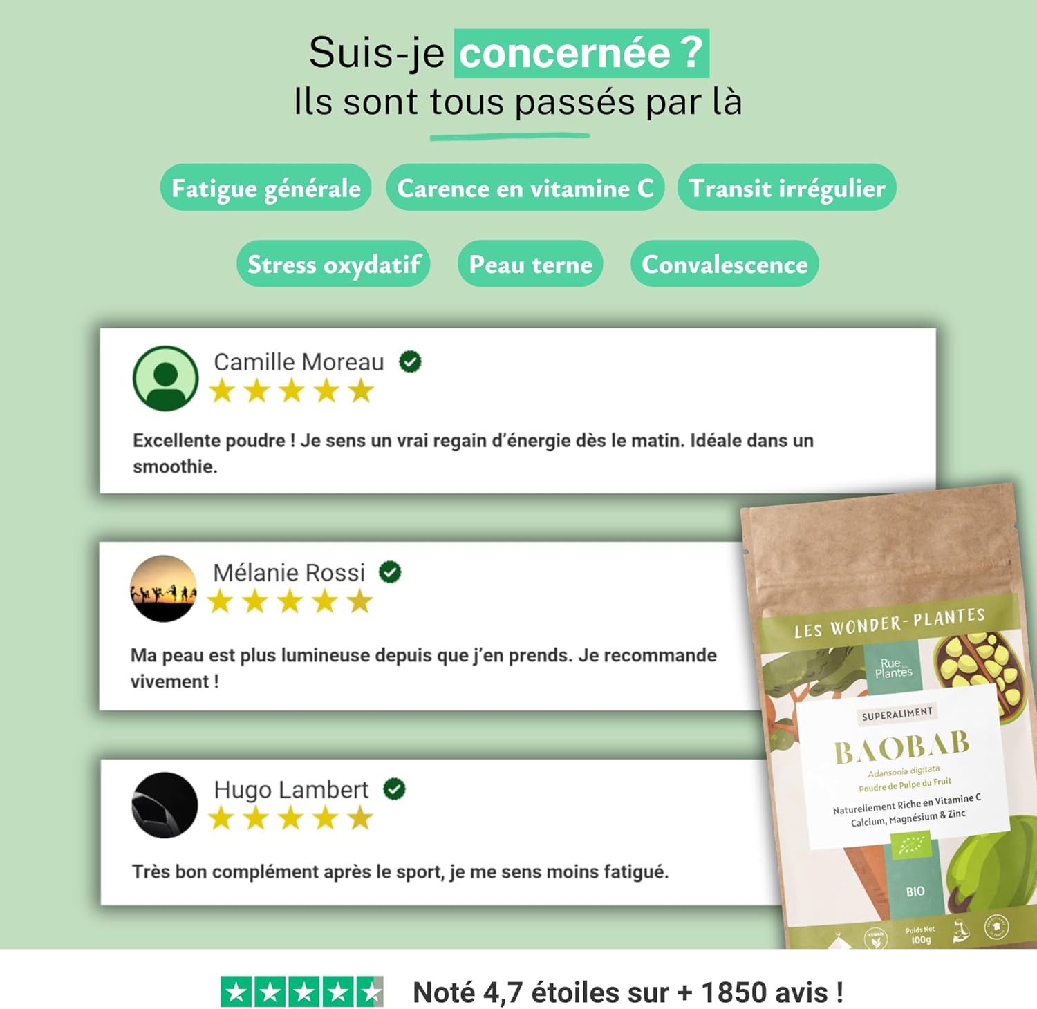 Organic Baobab Powder 100g | Superfood | Immunity, Digestion, Anti-aging, Joint & Bone System | Rue des Plantes - Image 5