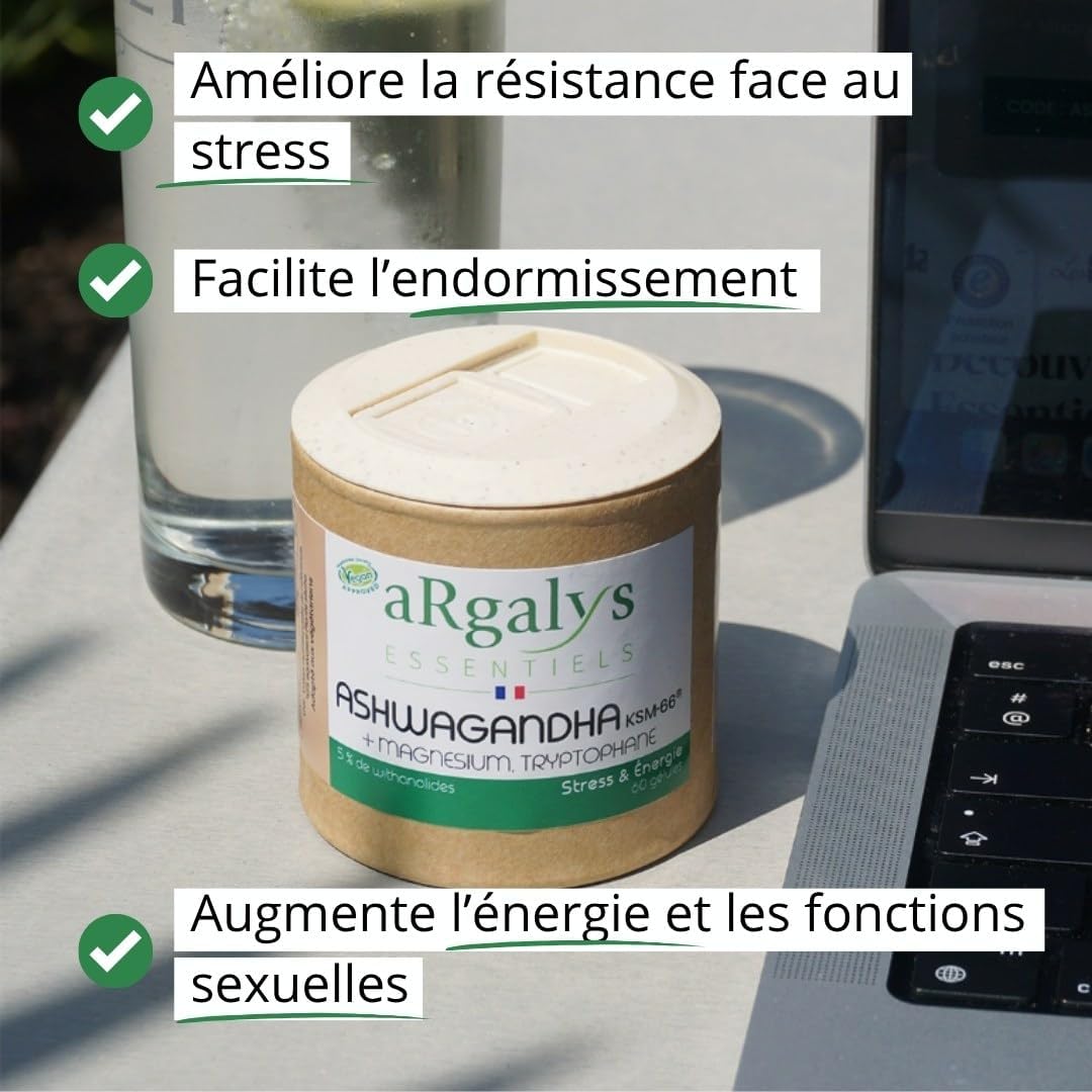 Ashwagandha Patented KSM-66™ + Magnesium and Tryptophan - Extra Strength: 5% withanolides - Stress, Sleep, Energy, Wellness - 60 Vegan Capsules 900mg - Superior Quality - Image 3