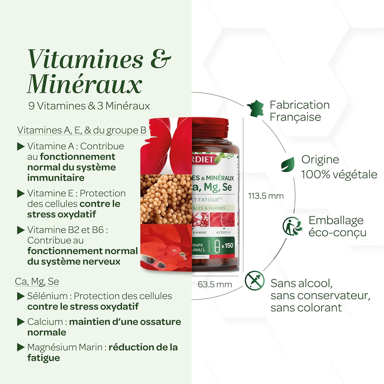 SUPERDIET - MULTIVITAMINS AND MINERALS - Made in France - 150 capsules - Image 3