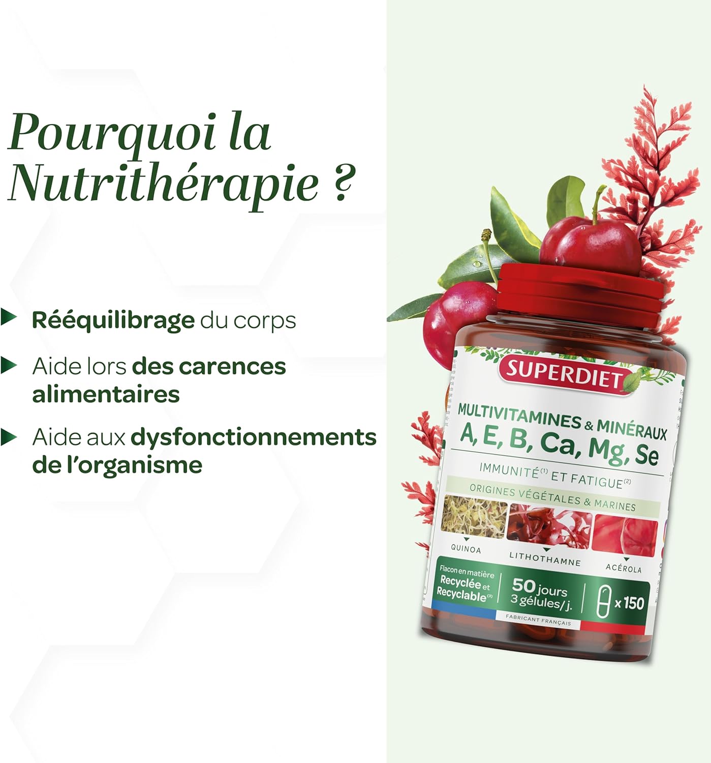 SUPERDIET - MULTIVITAMINS AND MINERALS - Made in France - 150 capsules - Image 5
