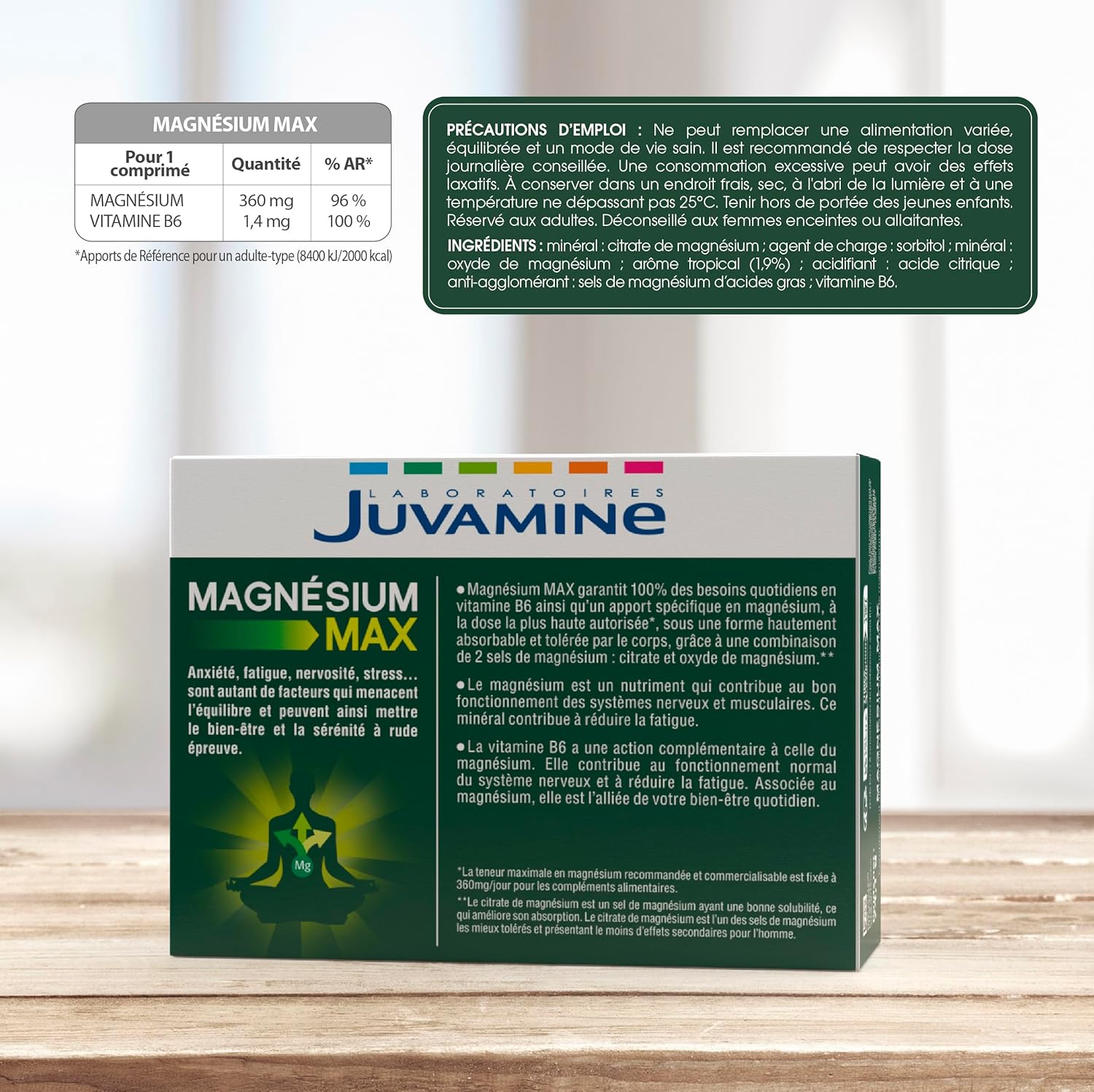 JUVAMINE - Magnesium MAX - Vitamin B6 - Fatigue - Contributes to the Normal Functioning of the Nervous System and Normal Muscle Function - Tropical Flavour - Sugar Free - 30 Chewable Tablets - Image 3