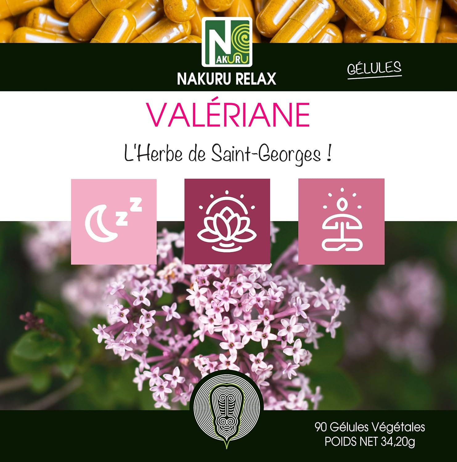 NAKURU | Valerian | Relax Range | Made in France | "L'Herbe de Saint-Georges!" (90 Vegetable Capsules of 380mg/Net Weight: 34g) - Image 4