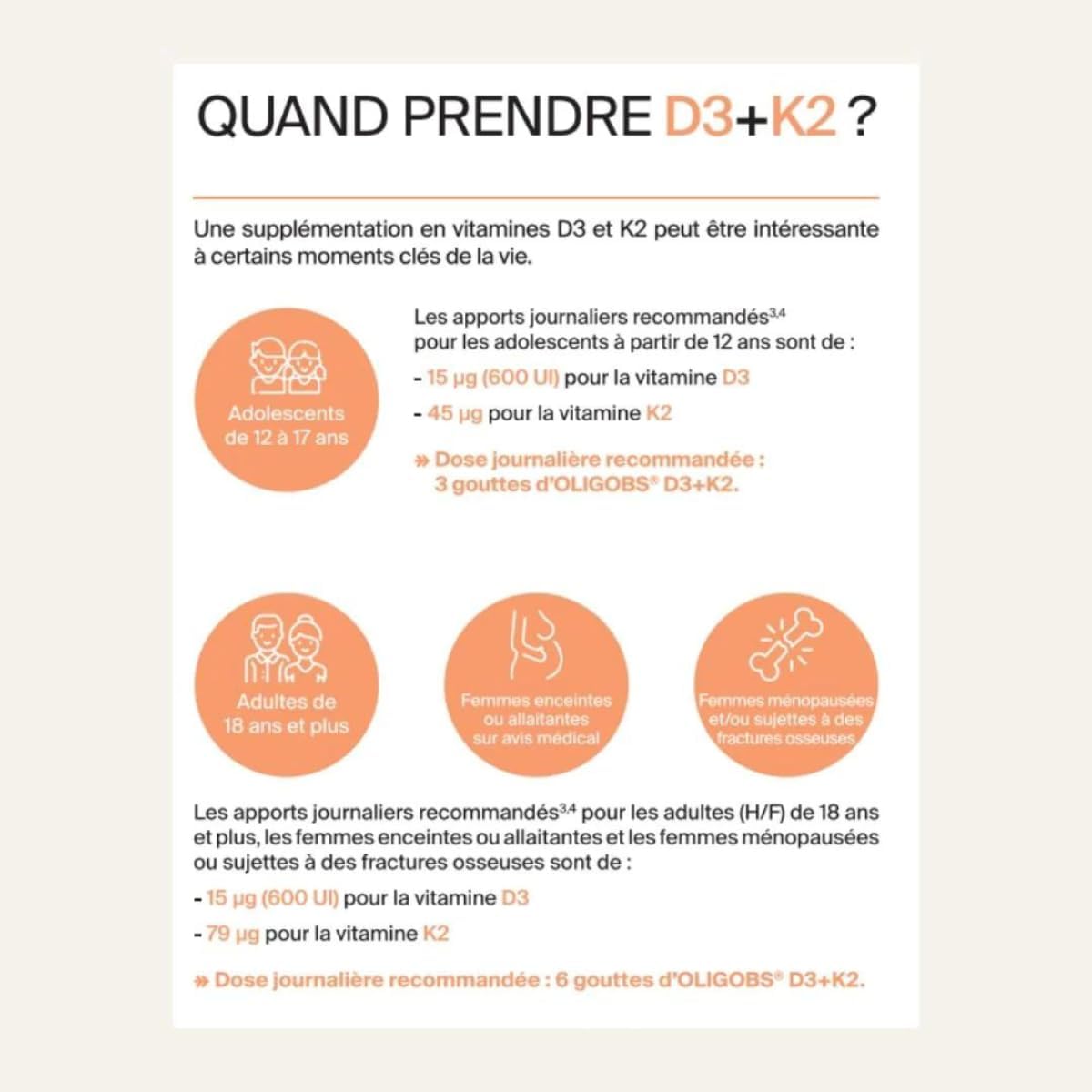 Oligobs D3+K2 | Food Supplement Vitamin D3 + K2 Vegetable | 15 ml Bottle | Immunity and Bone Health | Vegetable D3 from Lichen + K2 MK-7 | No Additives | Vegan | Made in France - Image 5