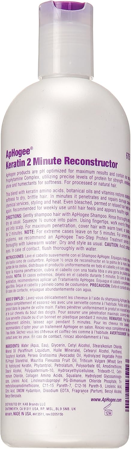 Aphogee Keratin Replenishing Care In 2 Minutes, 473 ml (Pack of 1) - Image 3