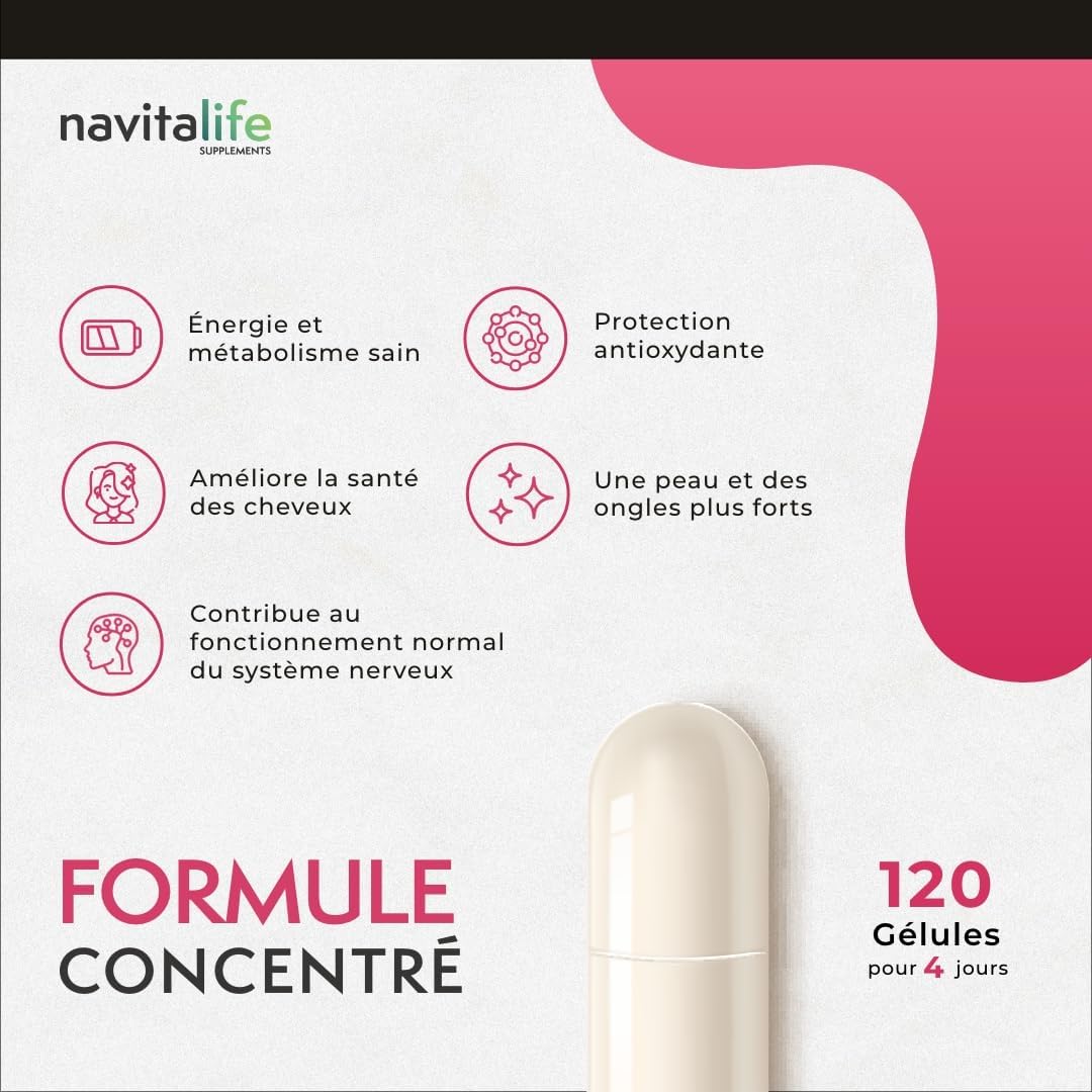 Biotin Hair 12,000 mcg | Promotes Growth and Strengthens Your Hair, Improves Nails and Skin Quality | With Selenium, Zinc, Vitamins E and D | 4 Month Cure – 120 Capsules - Image 5