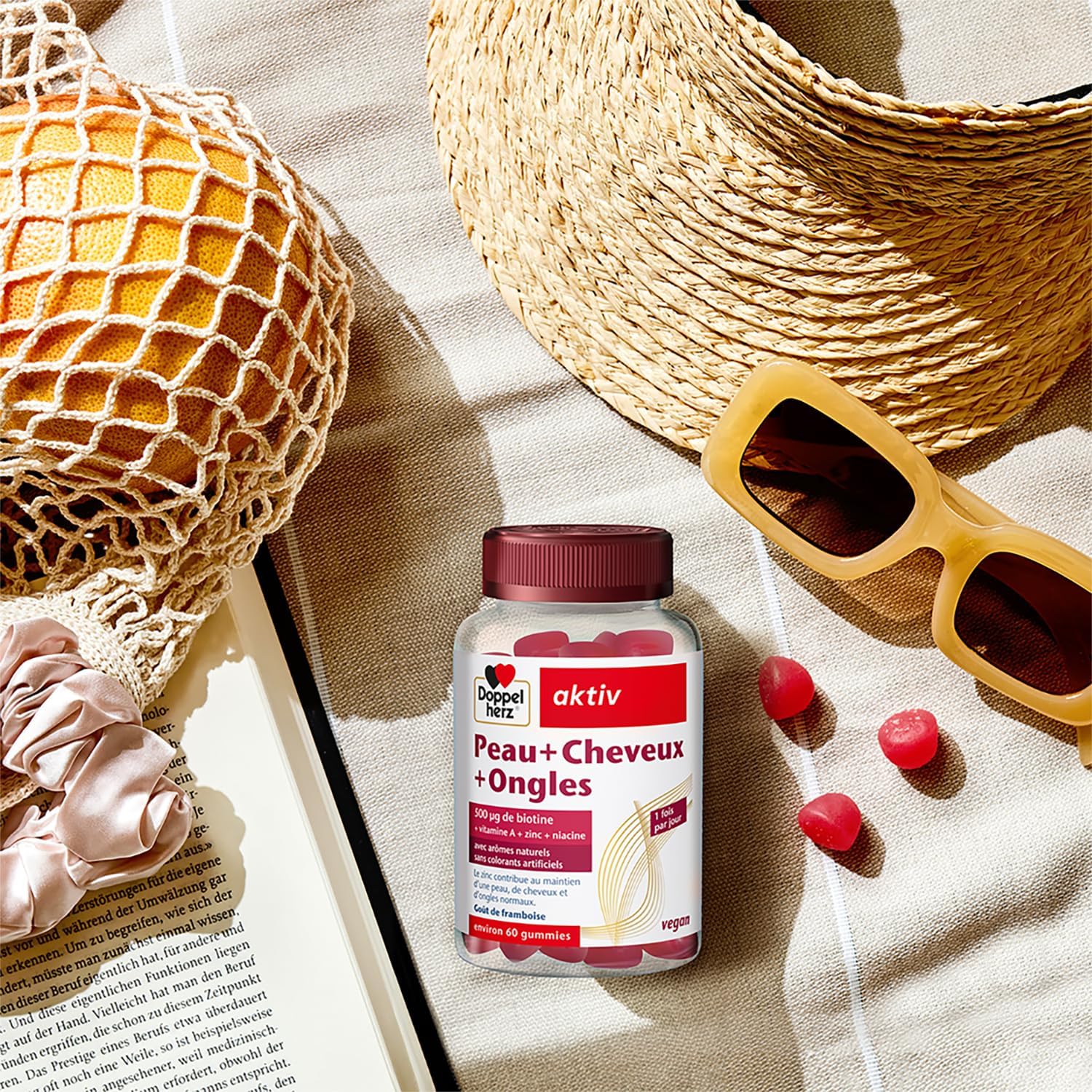 Doppelherz Skin+Nails+Hair - Vegan Chewing Gummies - With Zinc, Biotin, Vitamins A, C, E & B6-60 Gummies - Image 8