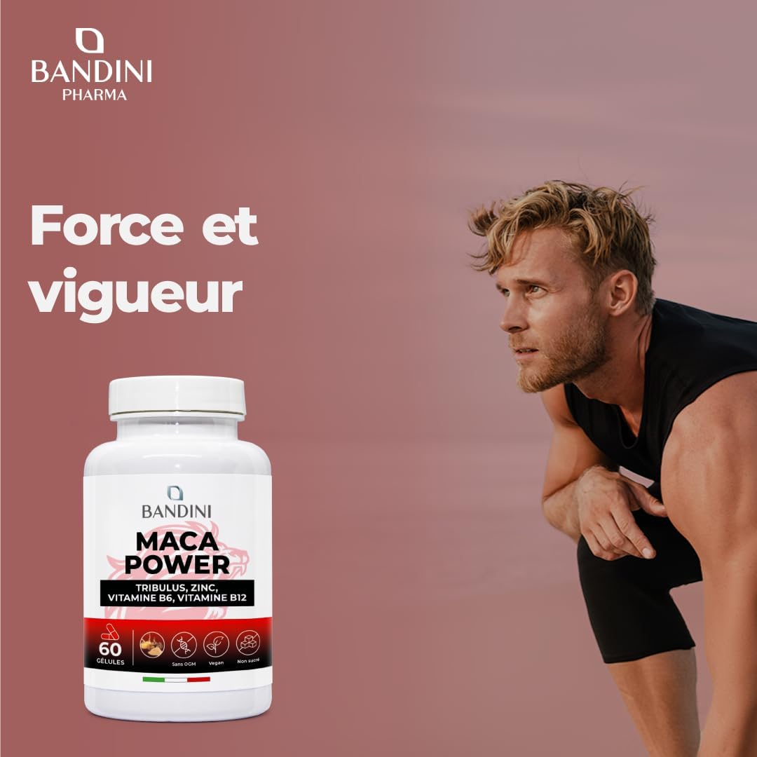 Bandini® MACA POWER 60 Capsules | Food Supplement with Maca & Tribulus Terrestris with Arginine + Zinc + B6 + B12 | Stress, Immune System, Physical and Mental Fatigue | Non-GMO - Image 3