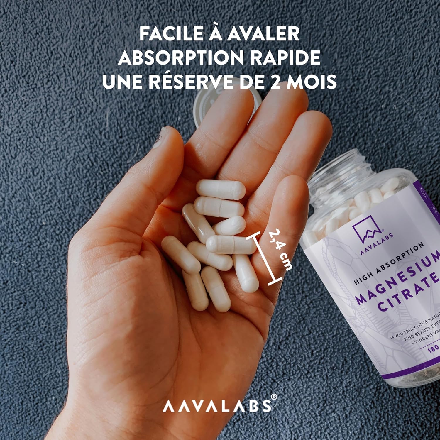 Magnesium Citrate 2400mg including 360mg of Elemental Magnesium per daily dose - High Content Vegan Magnesium Citrate Dietary Supplement - Suitable for Athletes - 2 Months of Cure - 180 Capsules - Image 6