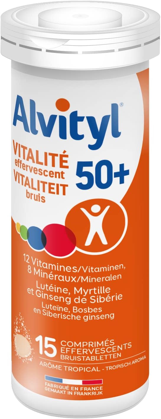 Alvityl - Vitality 50 + Effervescent tablets, tropical taste - 12 vitamins, 8 minerals, 2 plants and lutein - From 50 years old - 30 effervescent tablets - Image 3