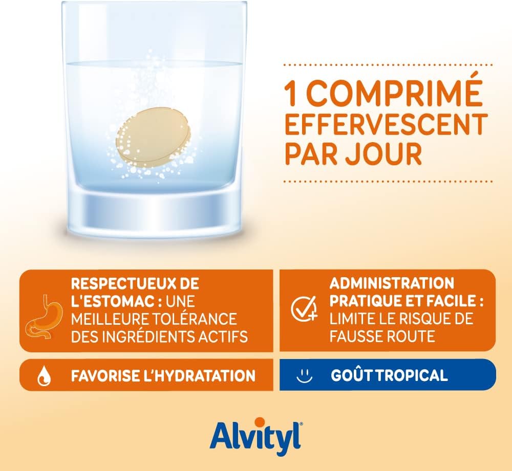 Alvityl - Vitality 50 + Effervescent tablets, tropical taste - 12 vitamins, 8 minerals, 2 plants and lutein - From 50 years old - 30 effervescent tablets - Image 8