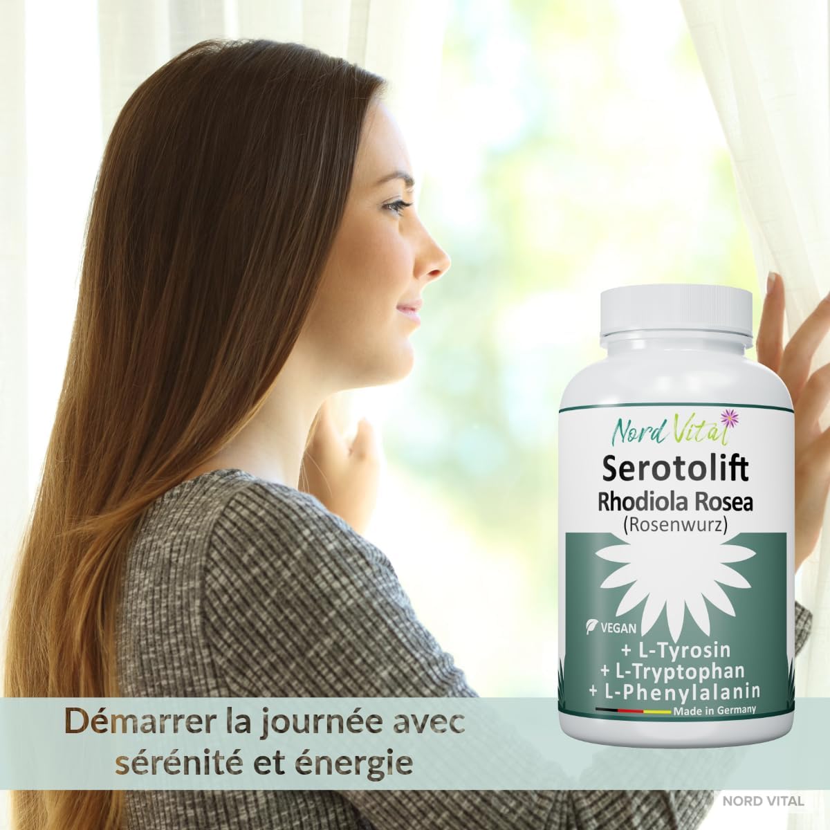 Serotolift® Original – Precursors Serotonin & Dopamine – Rhodiola Rosea, L-Tryptophan, L-Tyrosine, L-Phenylalanine, Chromium, Zinc, Vit. D3, B5, B6, B9, B12 – Vegan – Made in Germany - Image 9