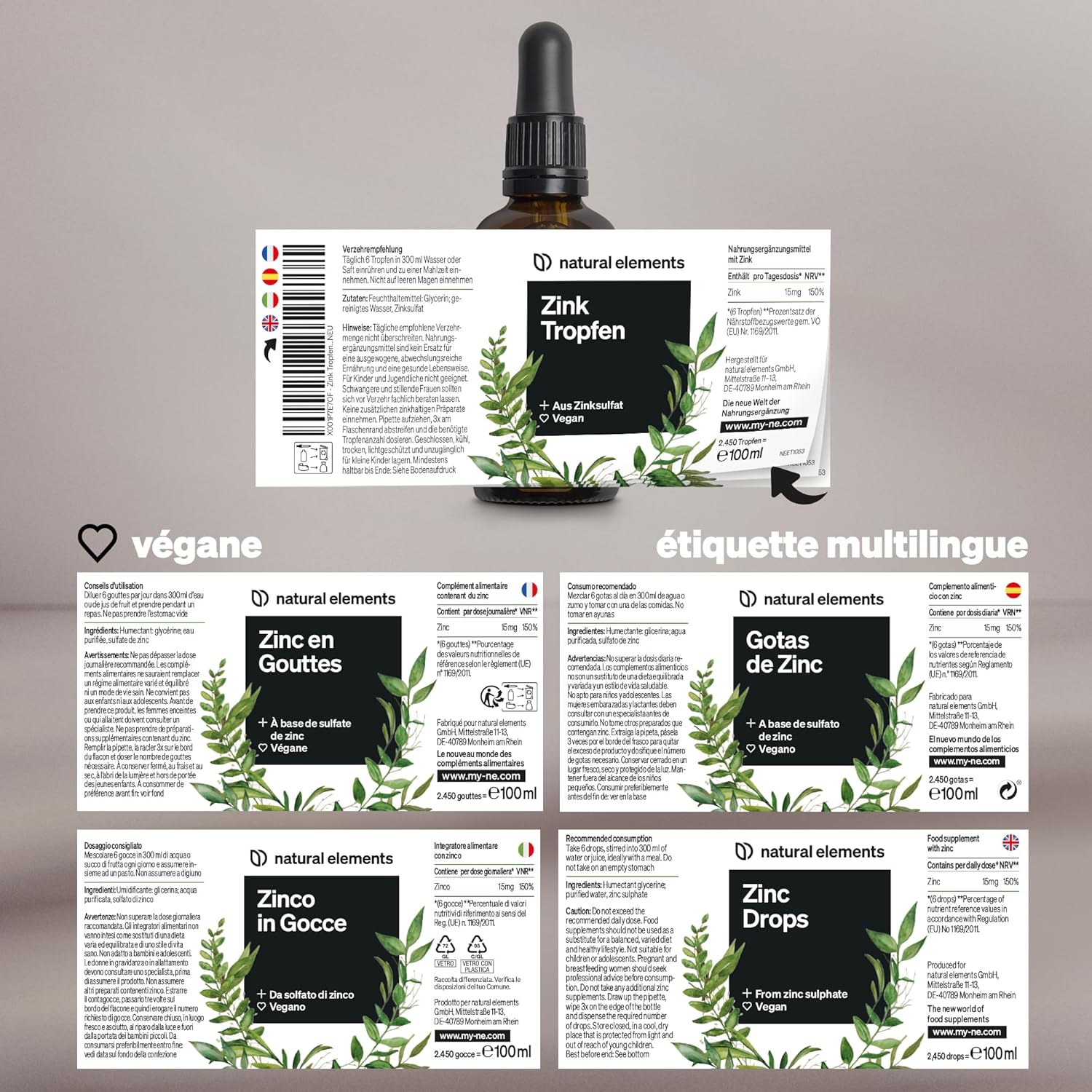 Zinc drops – 100 ml (2450 drops) – 15mg of zinc per daily dose – Premium: Ionic zinc (zinc sulfate) – Alcohol free, laboratory tested, 100% vegan & made in Germany - Image 6