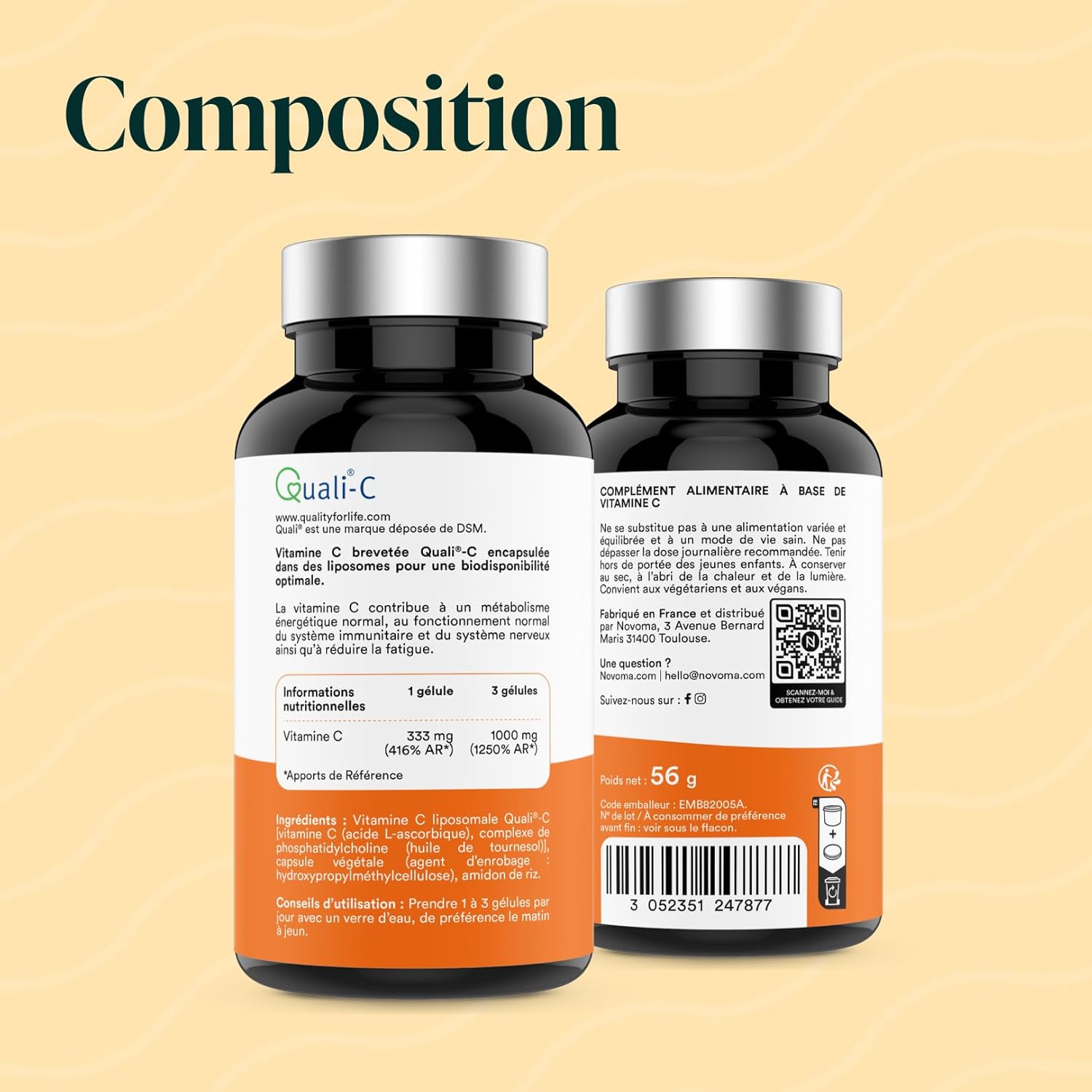 NOVOMA Liposomal Vitamin C 1000mg, Maximum Assimilation, 90 Vegetable Capsules, 100% Vitamin Quali®-C, Immune System & Natural Energy, 1 Month Cure, Made in France - Image 8
