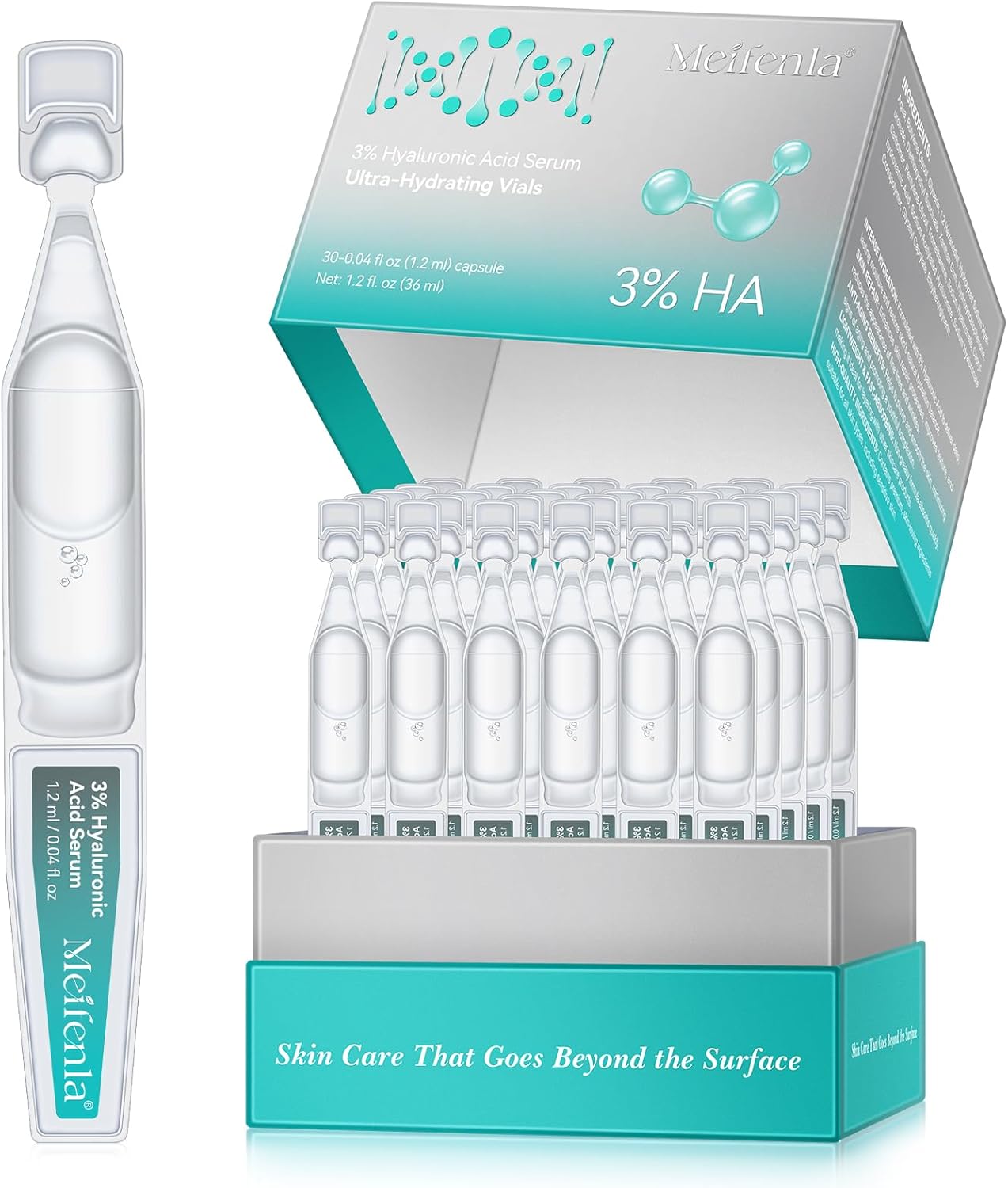 3% Hyaluronic Acid Face Serum, Hydrating Face Serum With Hyaluronic Acid, Deep Hydration, Long Lasting Hydration, Anti-Aging Face Serum 1.2ml×30 - Image 2