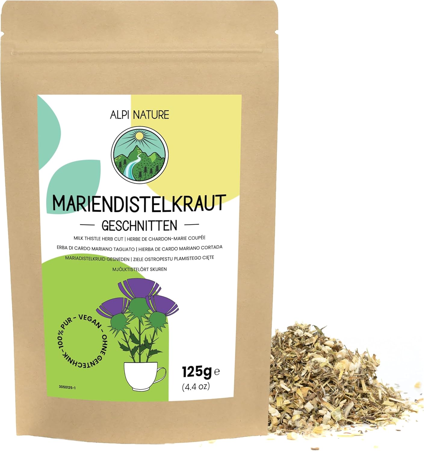 Alpi Nature Milk Thistle Herbal Tea 125 g, Dried and Cut Milk Thistle Herb, Leaf Tea - Image 2