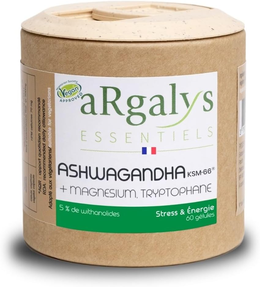 Ashwagandha Patented KSM-66™ + Magnesium and Tryptophan - Extra Strength: 5% withanolides - Stress, Sleep, Energy, Wellness - 60 Vegan Capsules 900mg - Superior Quality - Image 2