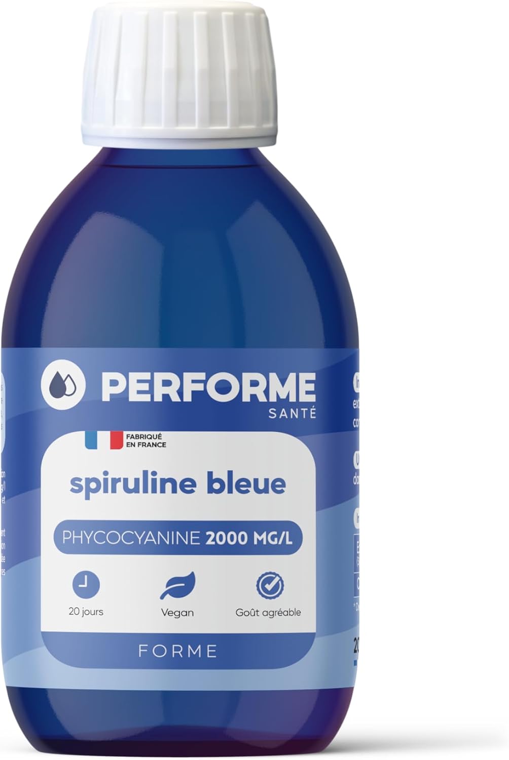 French Phycocyanin • Liquid Blue Spirulina • Concentrated at 2000mg/l • Immunity & Form • Maintenance 20 days • Pleasant taste • 100% Natural • Expert FR n°1 • Performe - Image 2