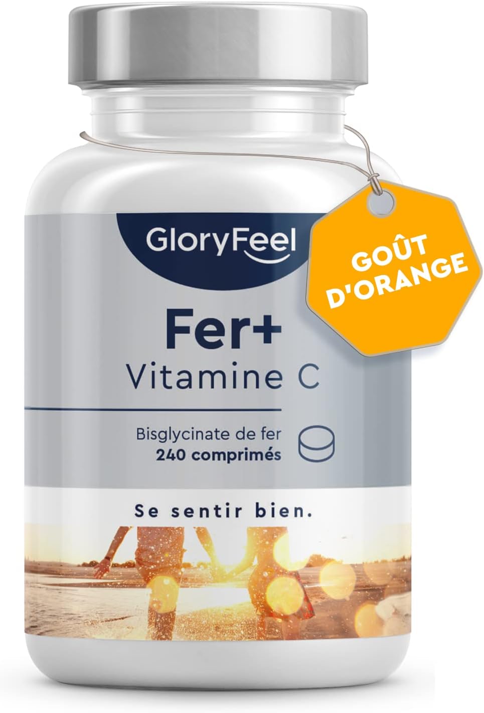 Iron Food Supplement 20mg + Vitamin C, 240 Tablets (8 Months), Blood Replenishing, Against Physical Fatigue and Anemia, Highly Bioavailable, Natural Orange Flavor, 100% Vegan - Image 2