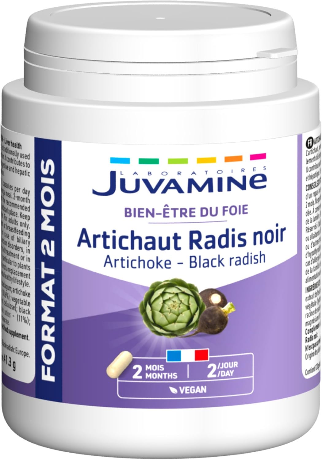 JUVAMINE - Artichoke and Black Radish - Liver Wellness - Contributes to the proper functioning of the Digestive and Hepatic System - 2 Month Format - 120 Capsules of vegetable origin - Image 2