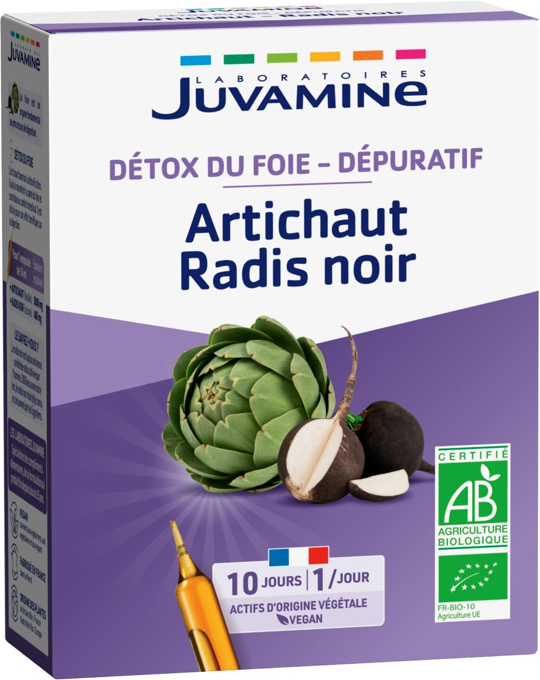 JUVAMINE - Black Radish Artichoke - Liver Detox - Depurative - Liver Wellness - Detoxification - Intestinal Comfort - 10 ampoules x 10ml - 10 Day Program- Certified Organic - Made in France - Image 2