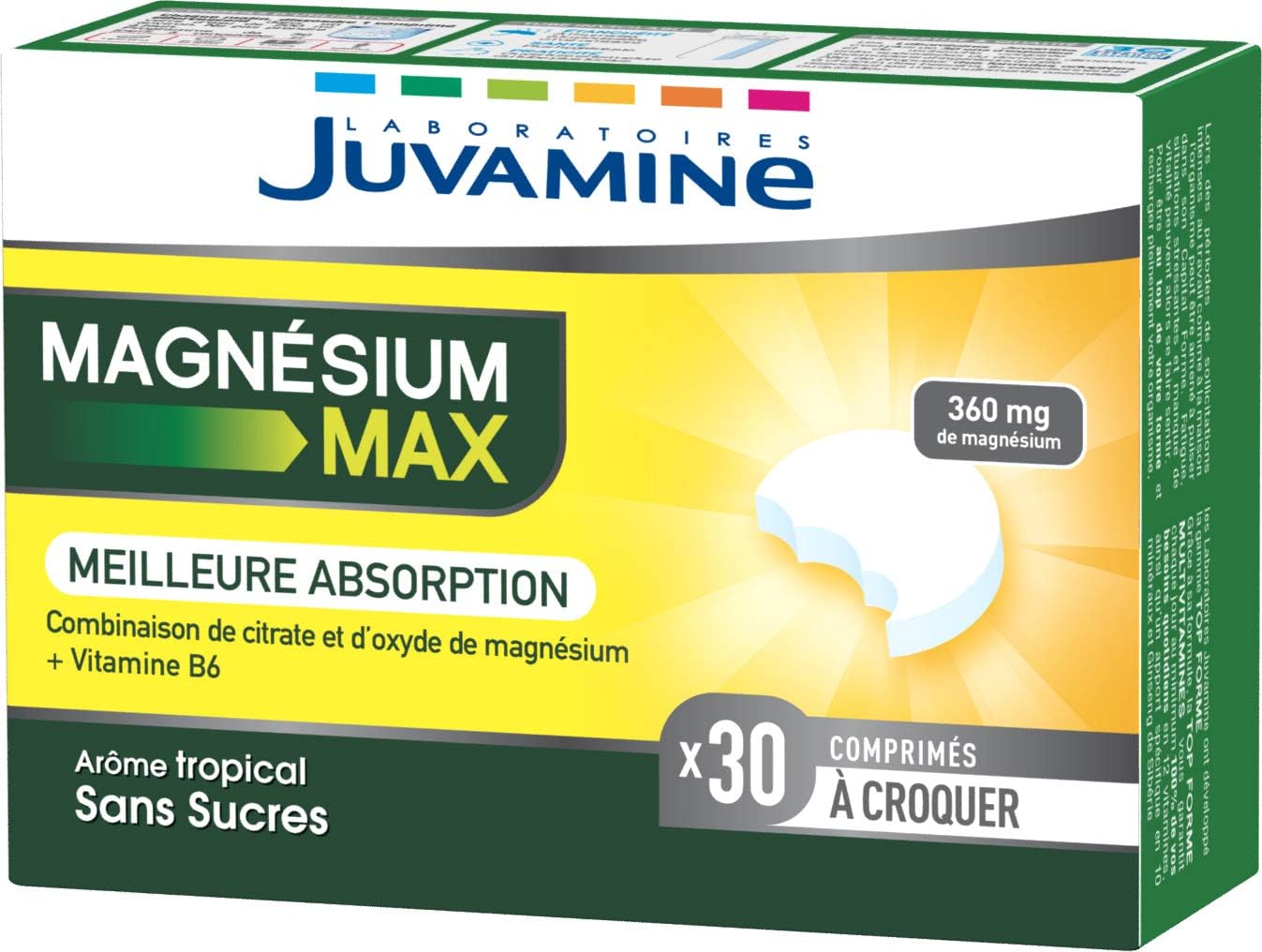 JUVAMINE - Magnesium MAX - Vitamin B6 - Fatigue - Contributes to the Normal Functioning of the Nervous System and Normal Muscle Function - Tropical Flavour - Sugar Free - 30 Chewable Tablets - Image 2