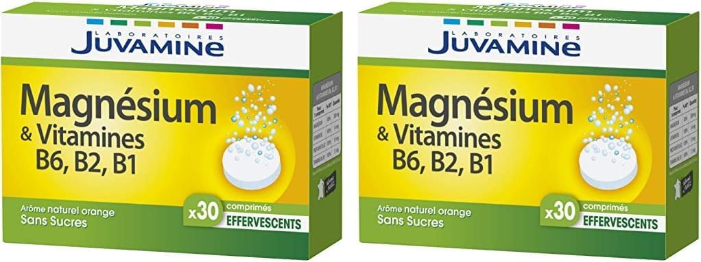JUVAMINE - Magnesium + Vitamins B6, B2, B1 - Orange - 30 Effervescent Tablets (Pack of 2) - Image 2