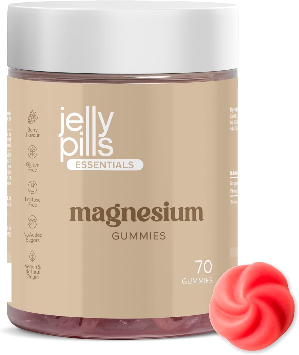 Jelly Pills Gummies Magnesium 180 mg + Vitamin B6 - 70 Vegan Gummies - No Added Sugars - Red Fruit Taste - Reduce Fatigue & Burnout - Image 2