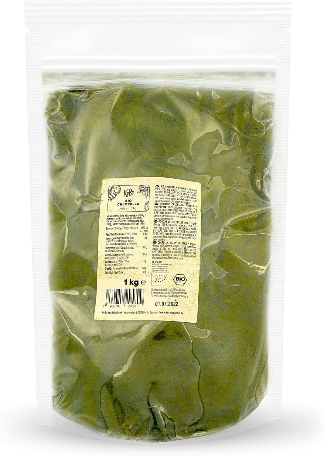 KoRo - Organic Chlorella Powder 1kg - 100% Chlorella - Vegan - Rich in Protein - Image 2