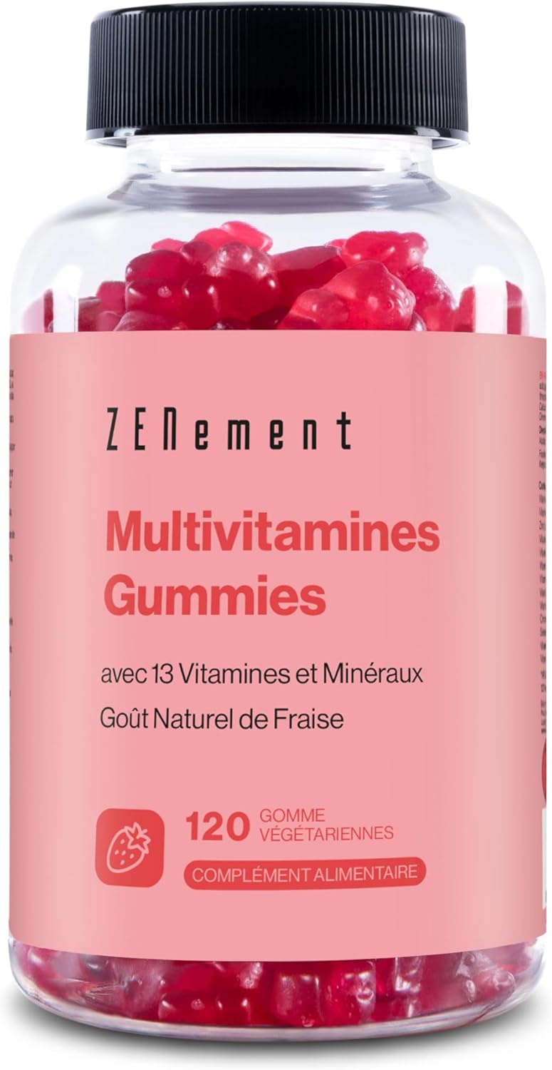 Multivitamin and Mineral Gums for Children and Adults, 120 Gummies | Natural Strawberry Taste | With 13 Vitamins and Minerals | Gelatin-Free, Vegetarian, Gluten Free | Zenement - Image 2