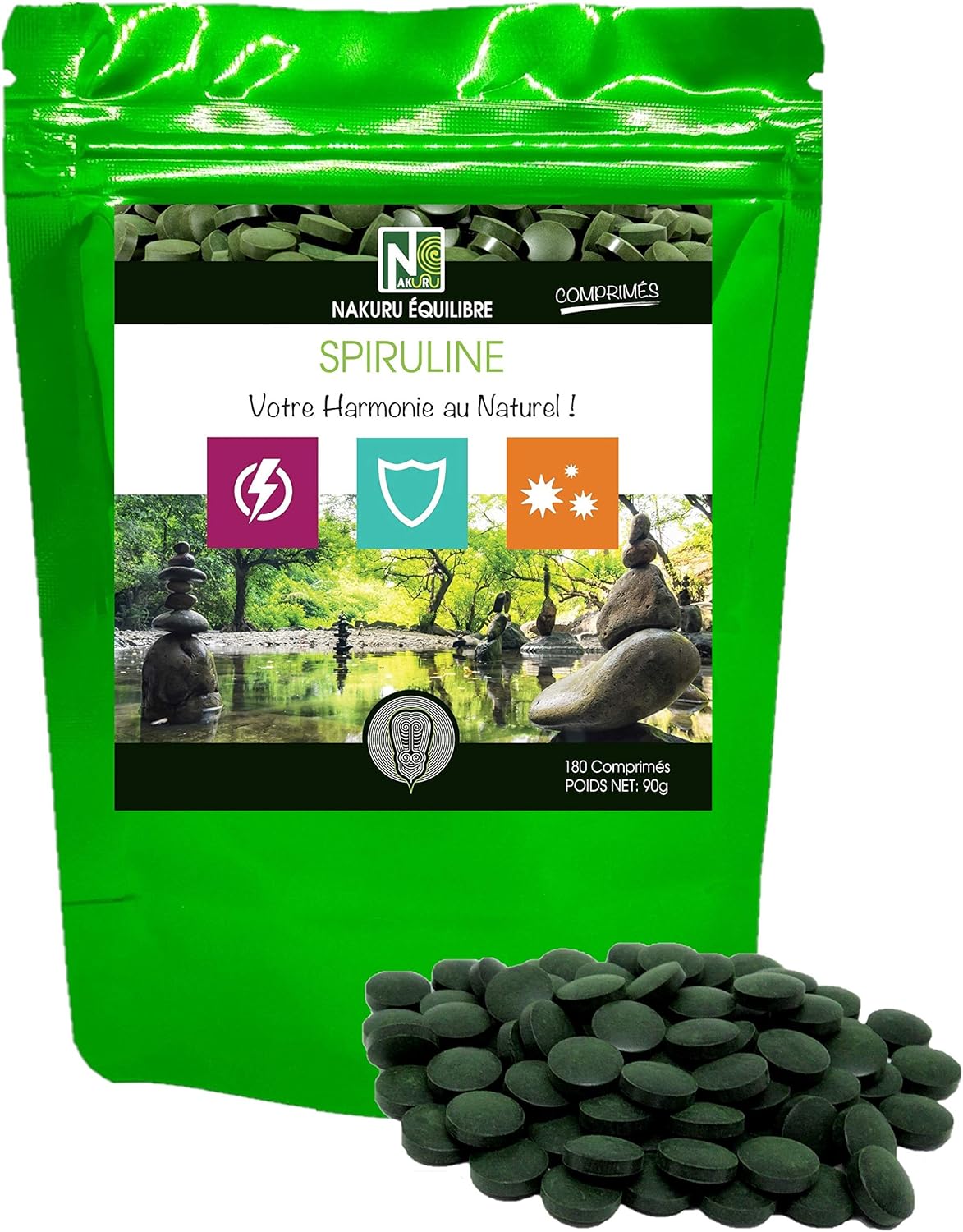 NAKURU | Spirulina | Balance Range | Made in France | "Your Natural Harmony!" | (180 tablets of 500 mg/Net Weight: 90 g) - Image 2